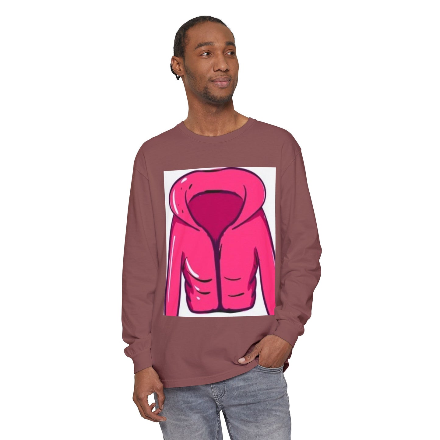 Unisex Garment-Dyed Long Sleeve T-Shirt - Cute Hoodie Print for Casual Wear