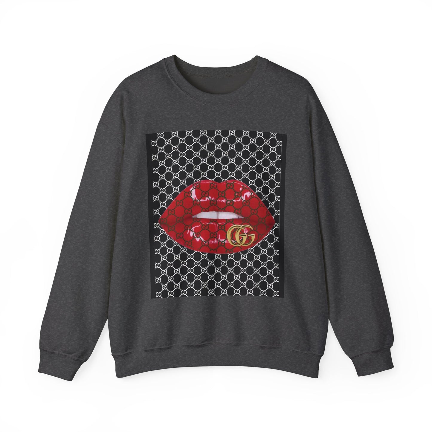 Trendy Unisex Graphic Crewneck Sweatshirt with Lip Design