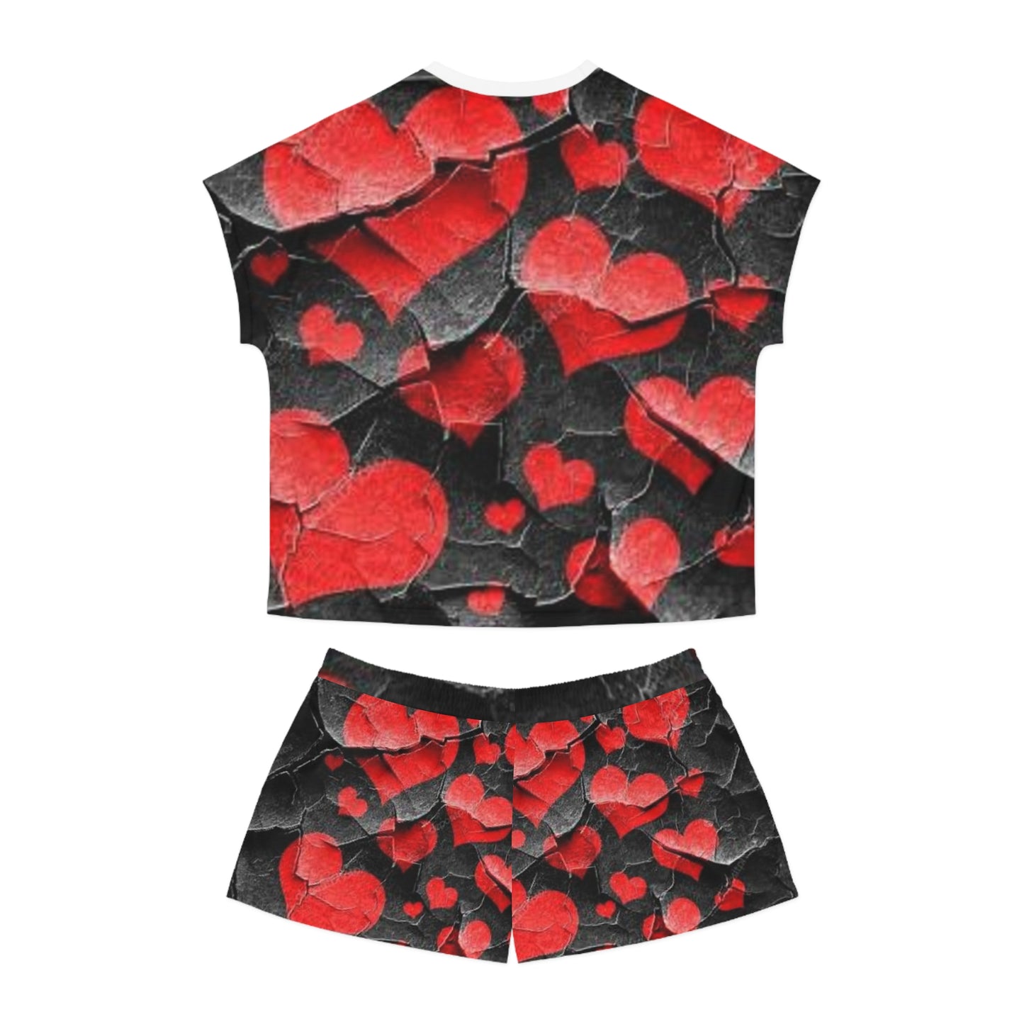 Cozy Heart Print Women's Short Pajama Set for Romantic Nights