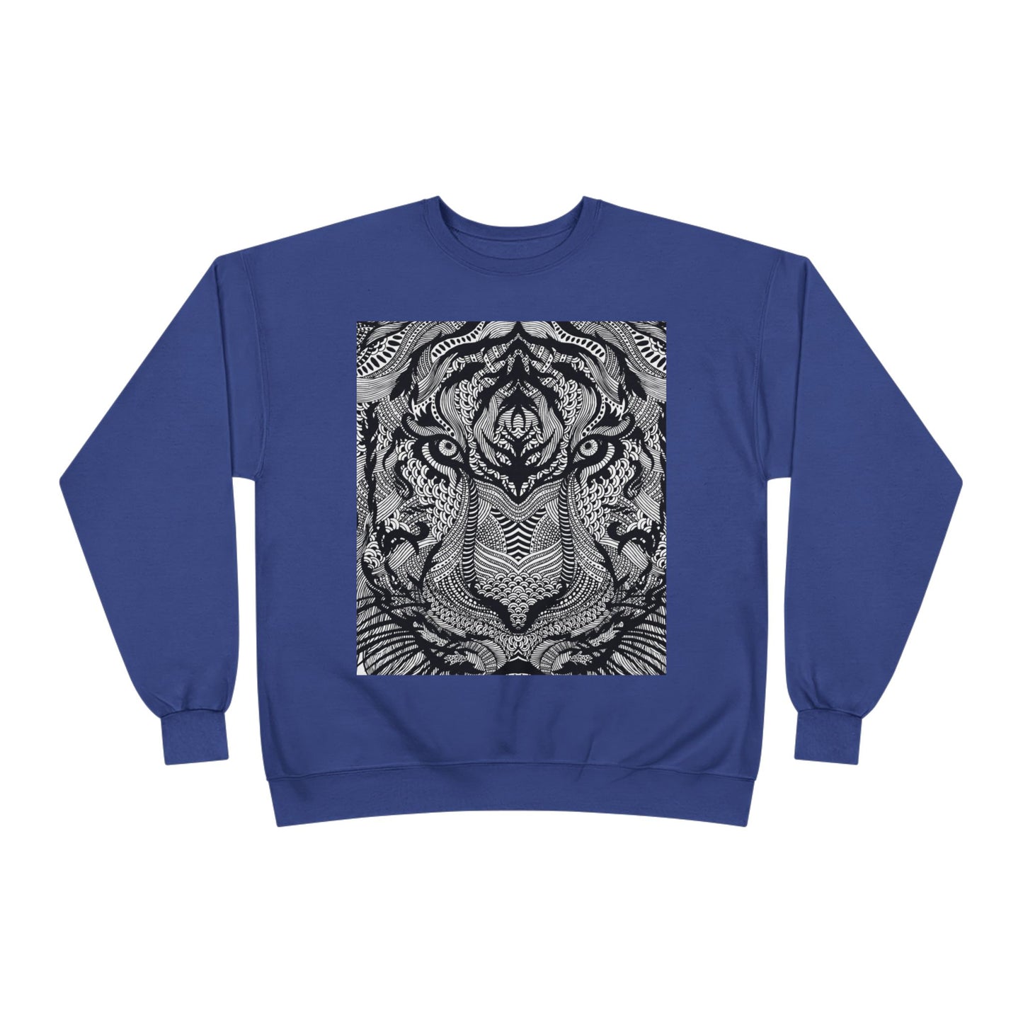 Unisex EcoSmart Tiger Graphic Crewneck Sweatshirt - Bold Black & White Design