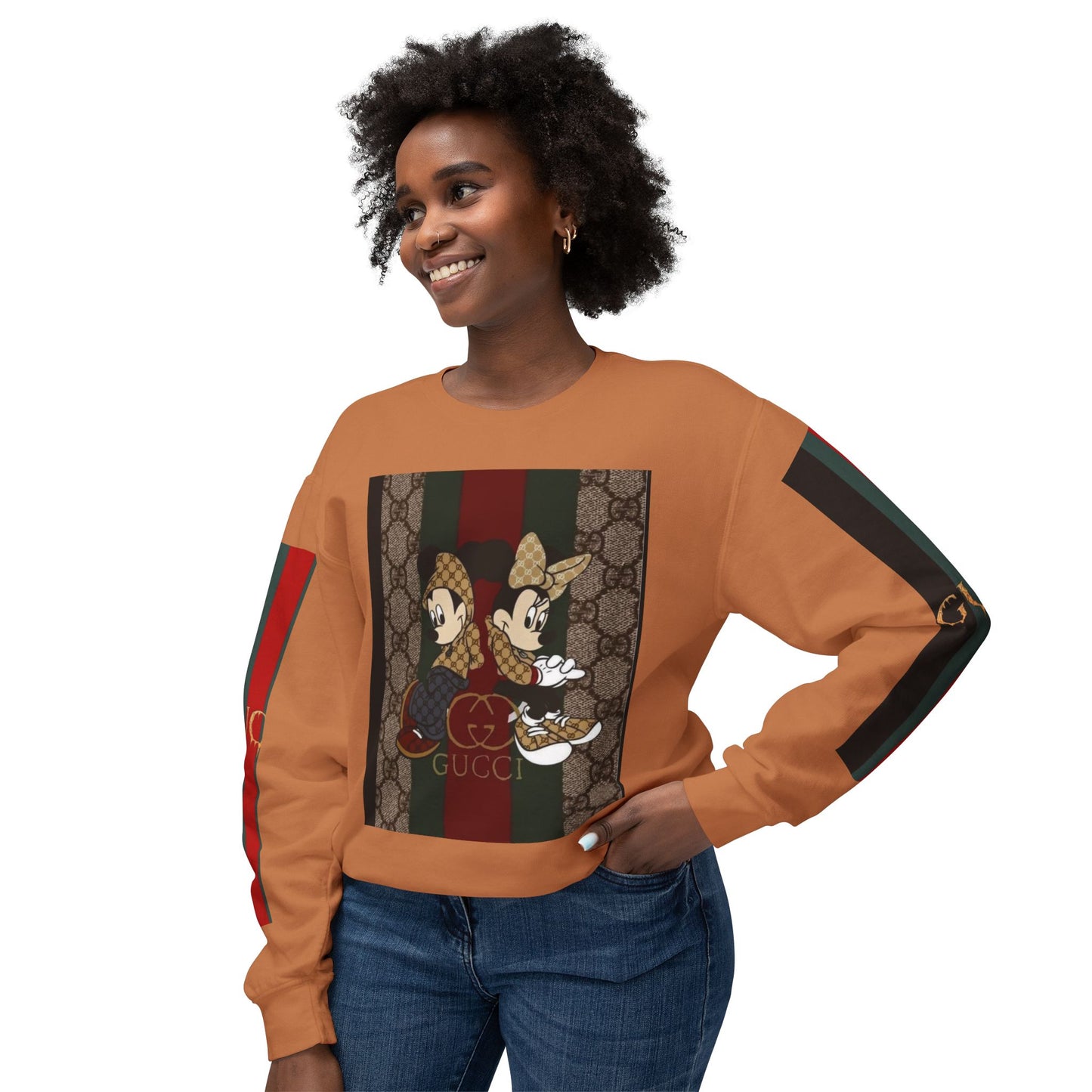 Gucci Inspired Unisex Crewneck Sweatshirt with Mickey & Minnie Design