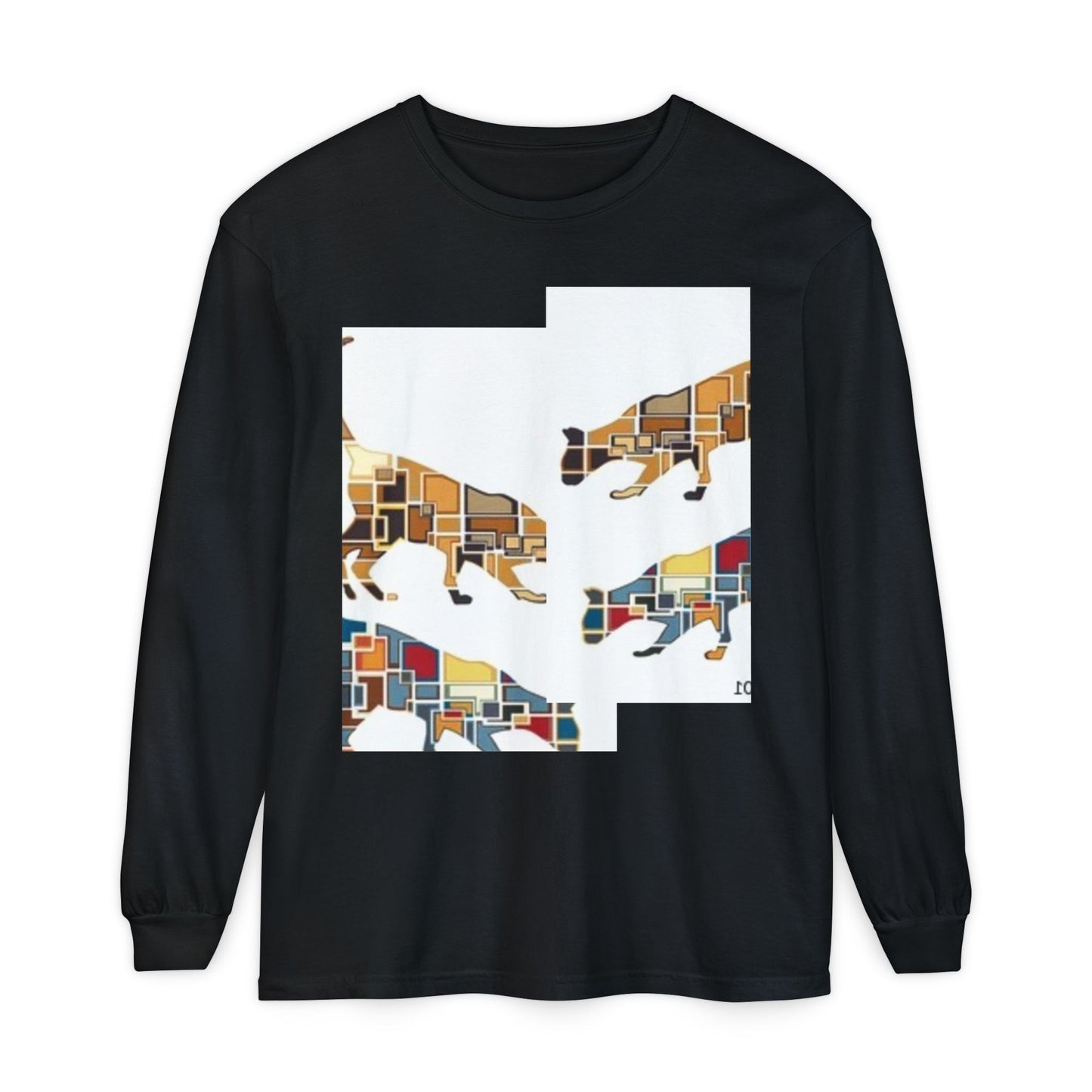 Artful Cat Silhouette Long Sleeve T-Shirt - Perfect for Animal Lovers
