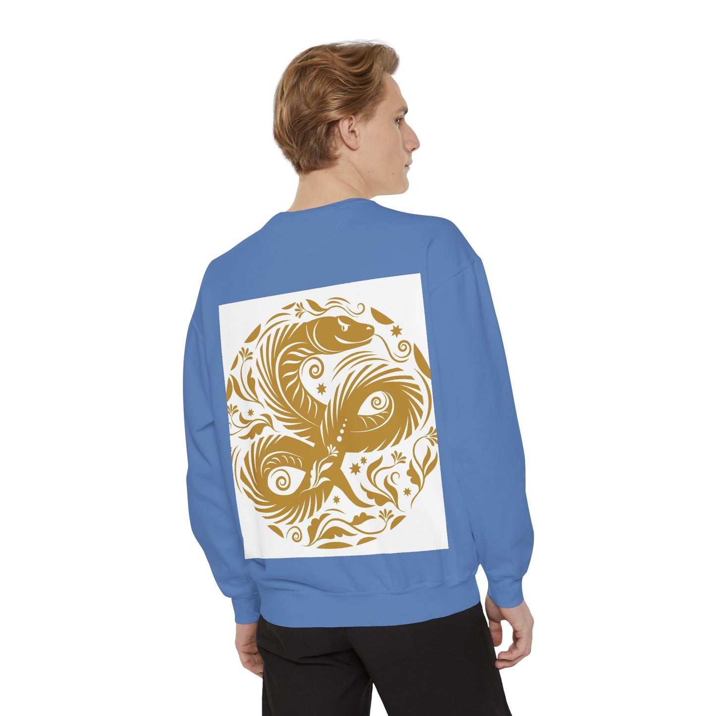 Cultural Vibe Unisex Garment-Dyed Sweatshirt - Tribal Mask & Animal Design