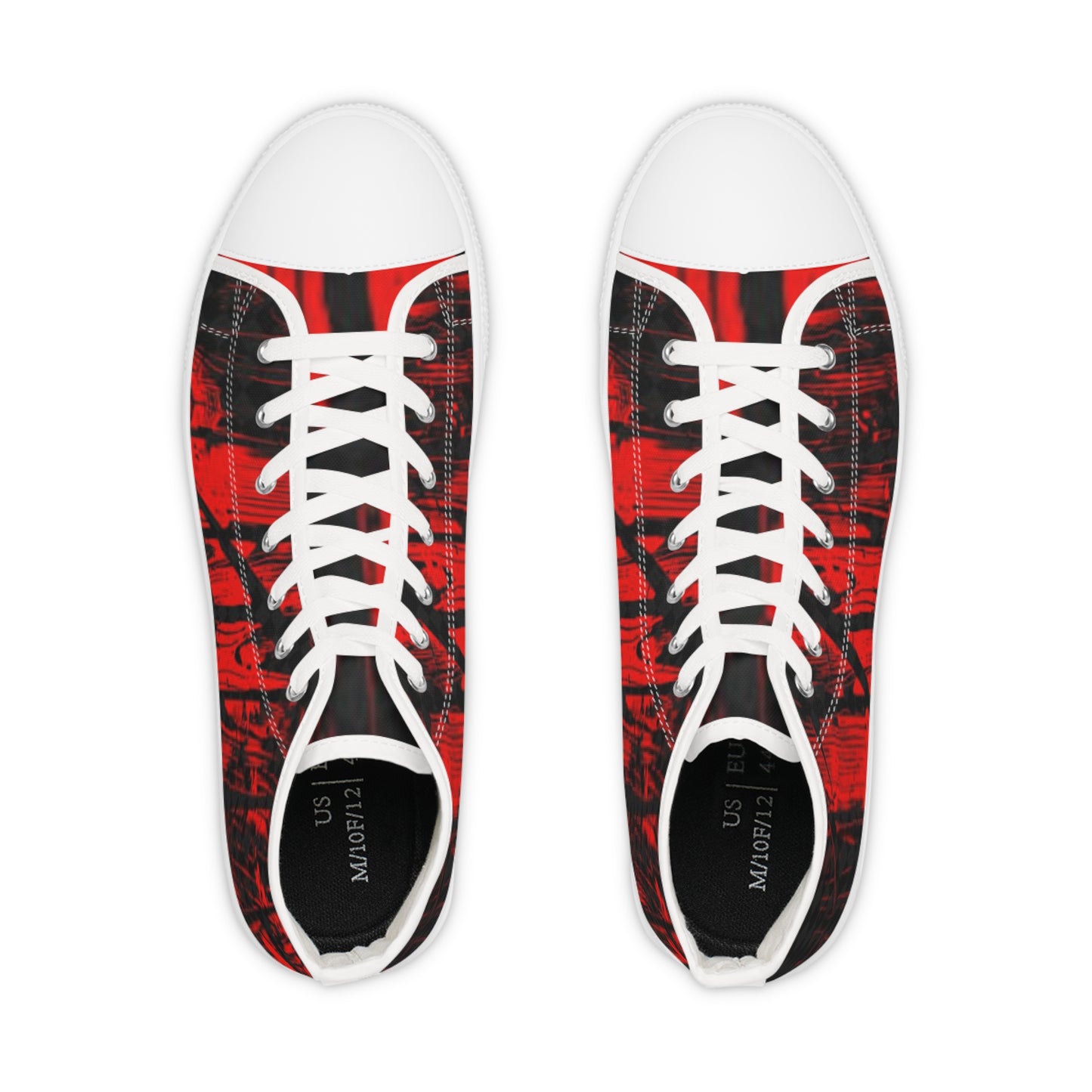 Men's High Top Sneakers - Stylish Red Graphic Footwear for Trendsetters