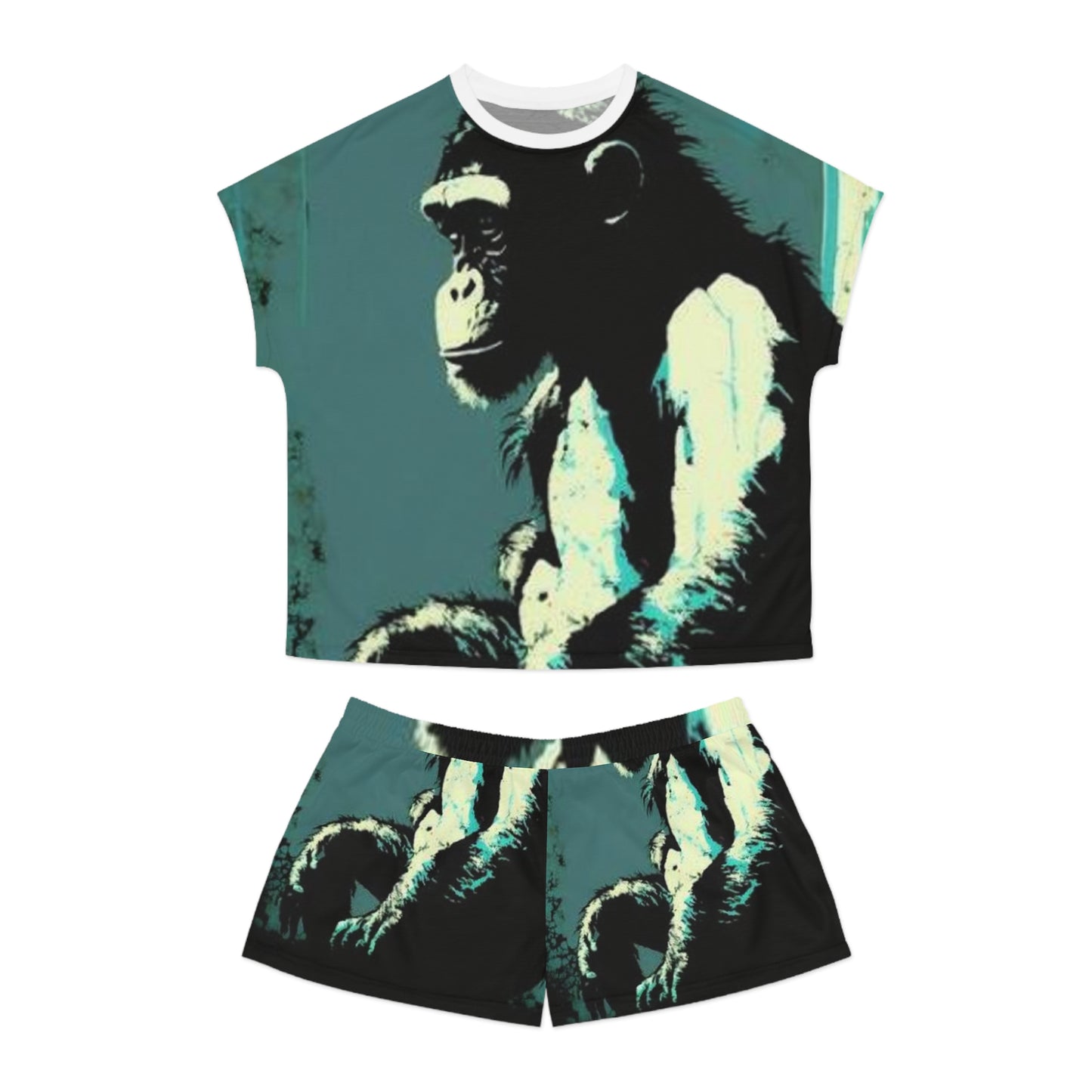 Chic Monkey Print Women's Short Pajama Set - Fun & Cozy Sleepwear