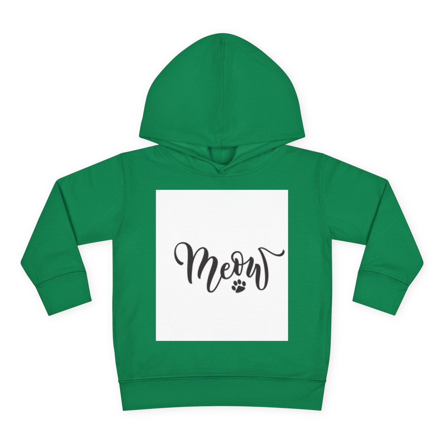 Cute Toddler Pullover Fleece Hoodie - 'Meow' Cat Design