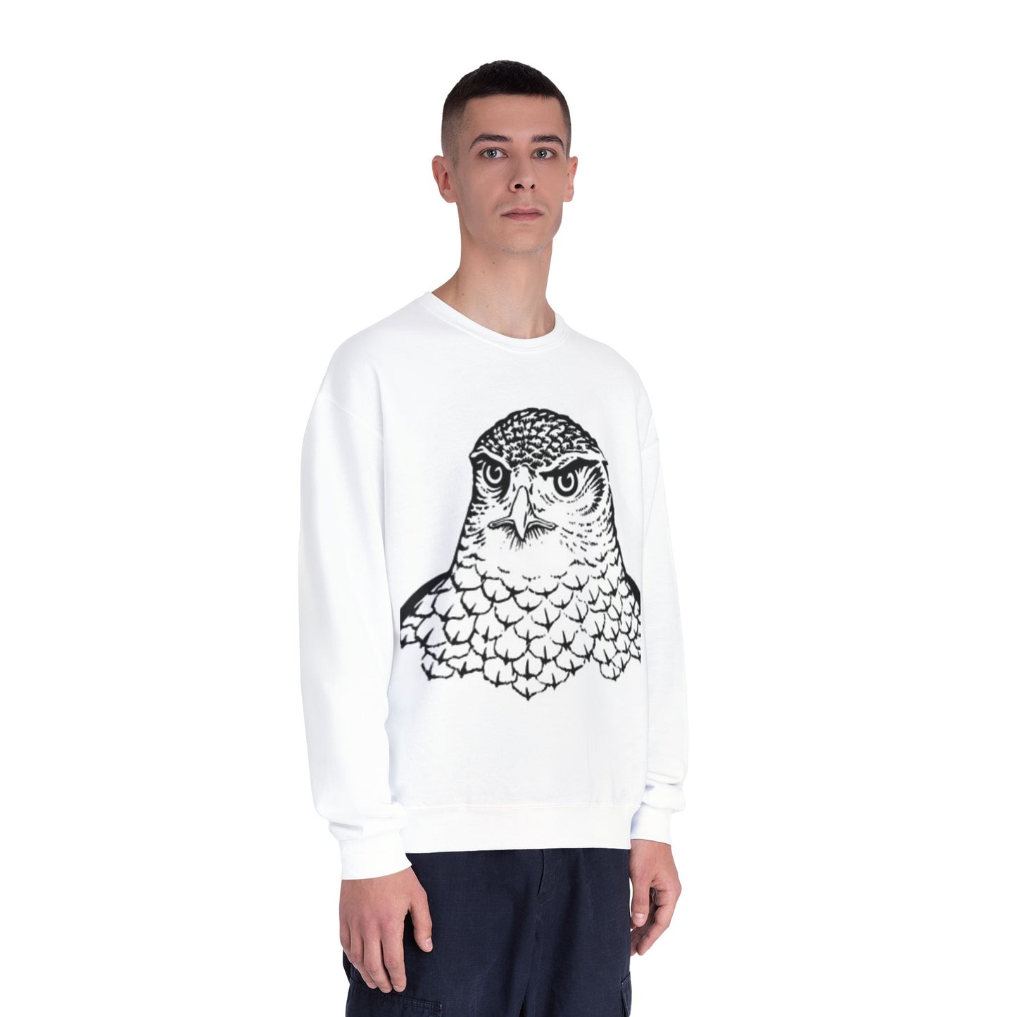 Unisex White Owl Graphic Crewneck Sweatshirt - Cozy & Stylish