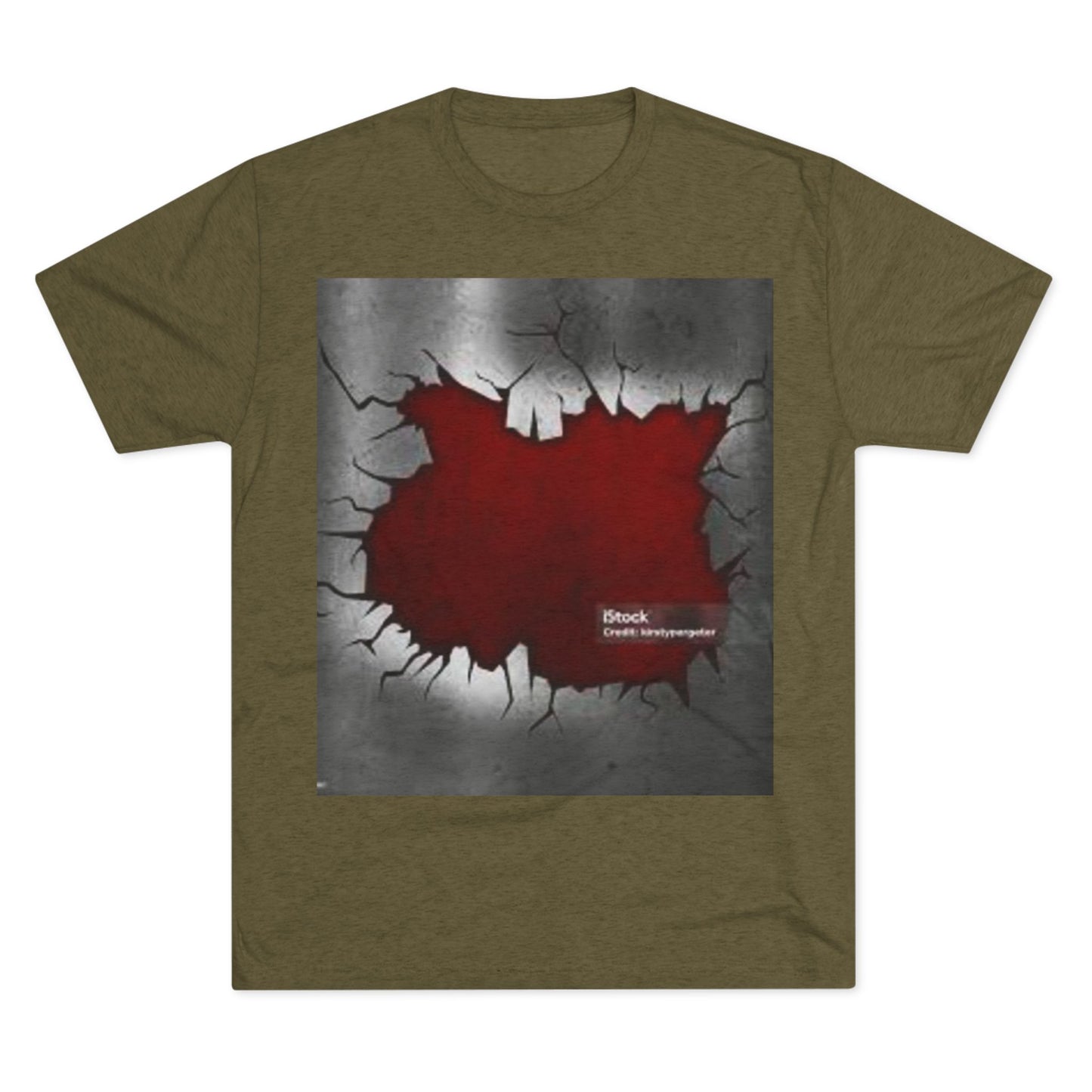 Bold Graphic Unisex Tri-Blend Crew Tee - Edgy Cracked Wall Design