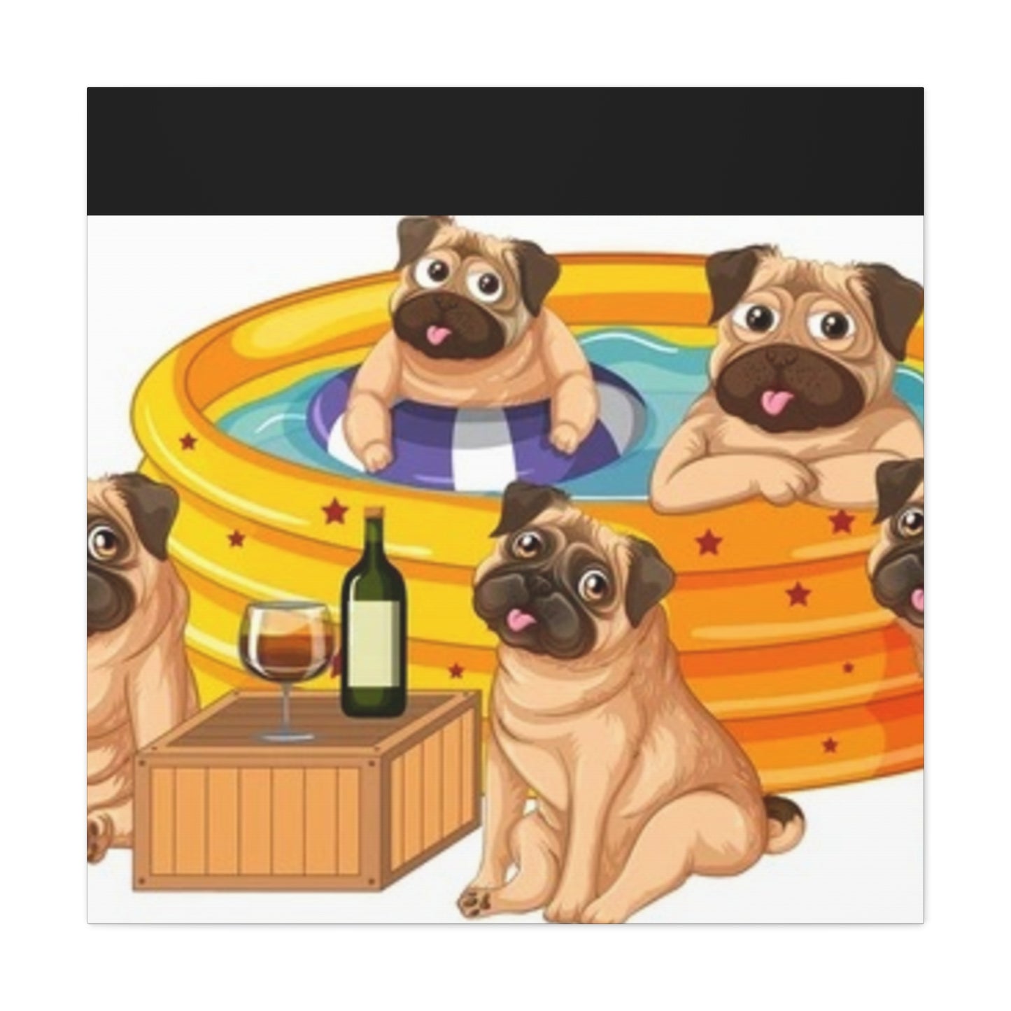 Pug Pool Party Canvas Art - Fun Pet Decor