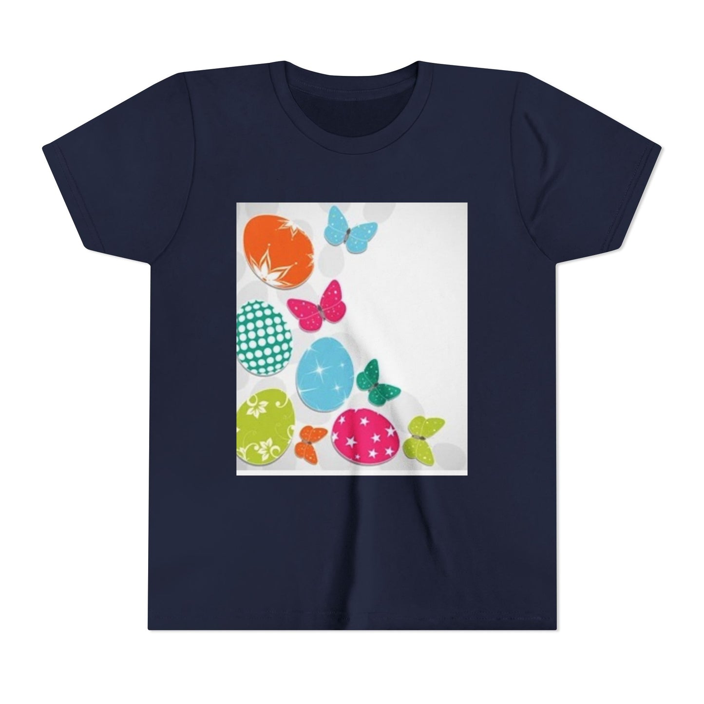 Colorful Butterfly and Egg Youth Tee - Perfect for Spring Celebrations