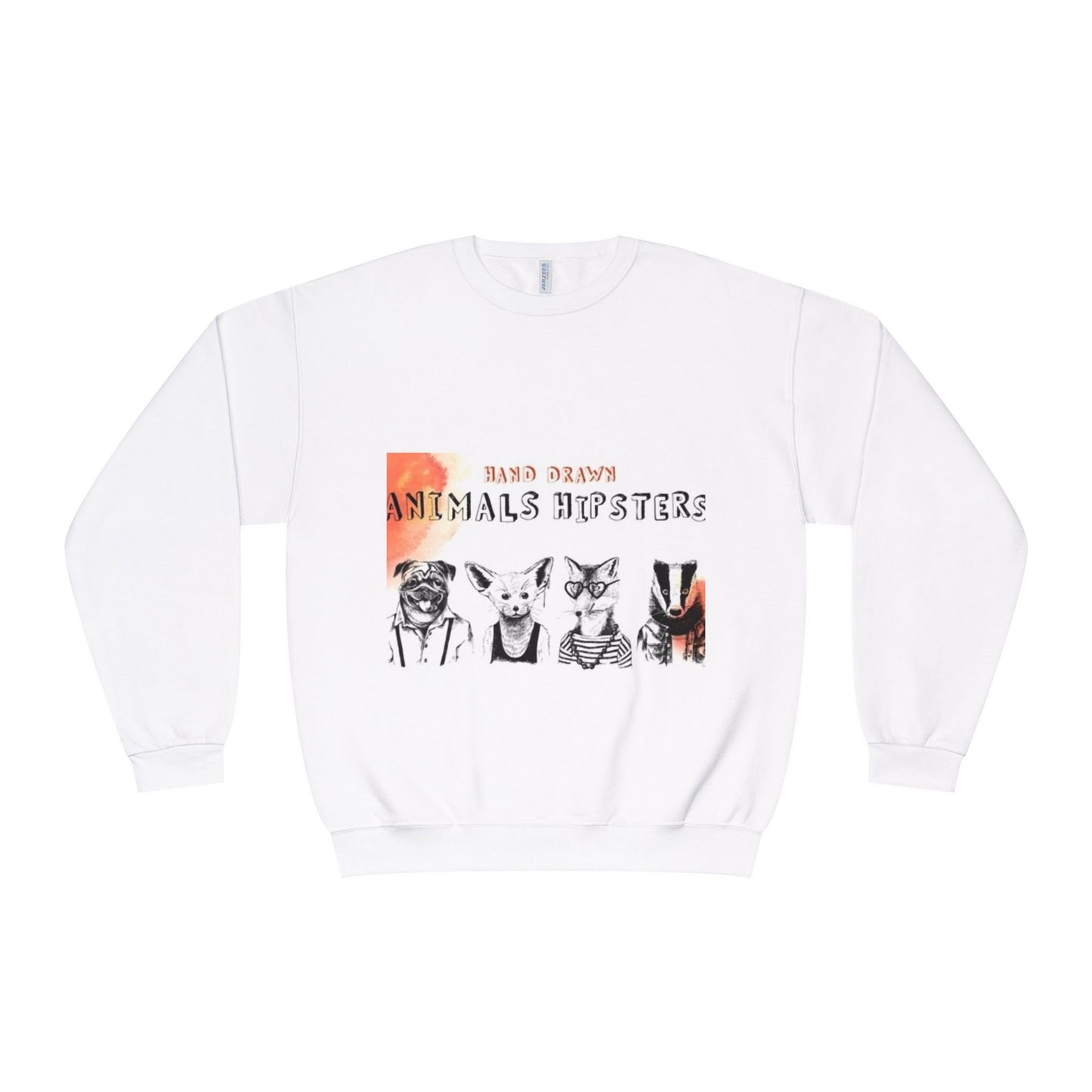 Hand Drawn Animals Hipsters Unisex Crewneck Sweatshirt