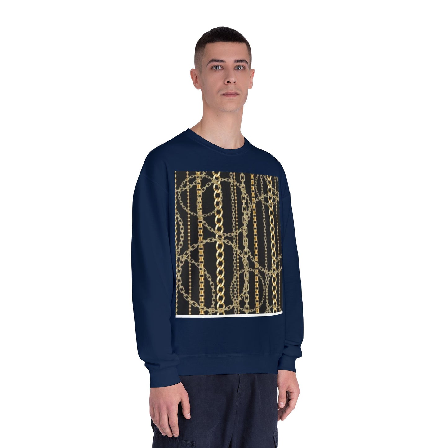 Chic Chain Pattern Unisex Crewneck Sweatshirt - Fashionable & Comfortable