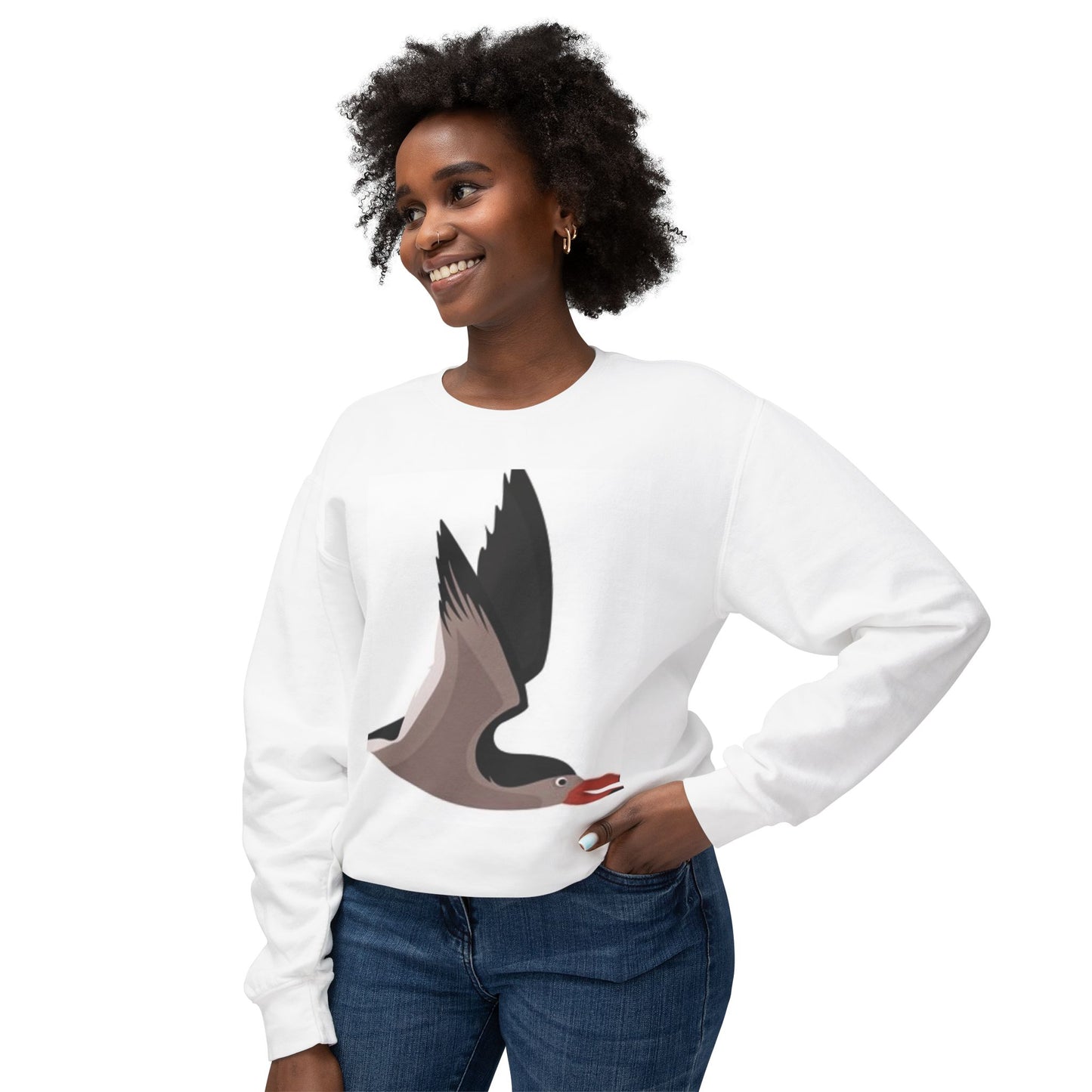 Unisex Sweater with Bird Graphic - Lightweight Crewneck Sweatshirt for Nature Lovers
