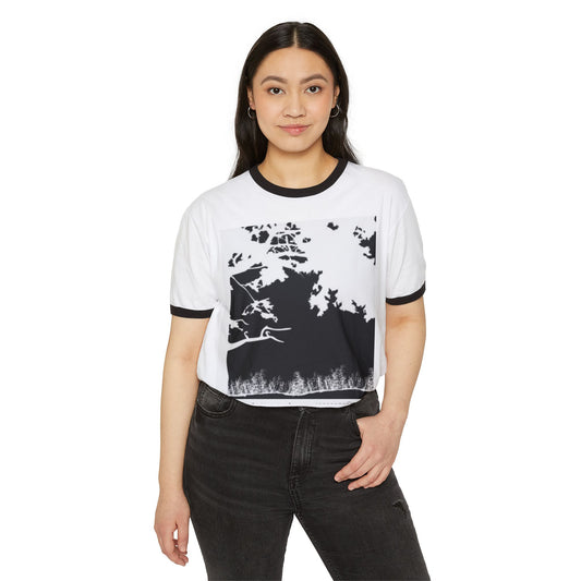 Nature-Inspired Unisex Cotton Ringer T-Shirt - Minimalist Landscape Design
