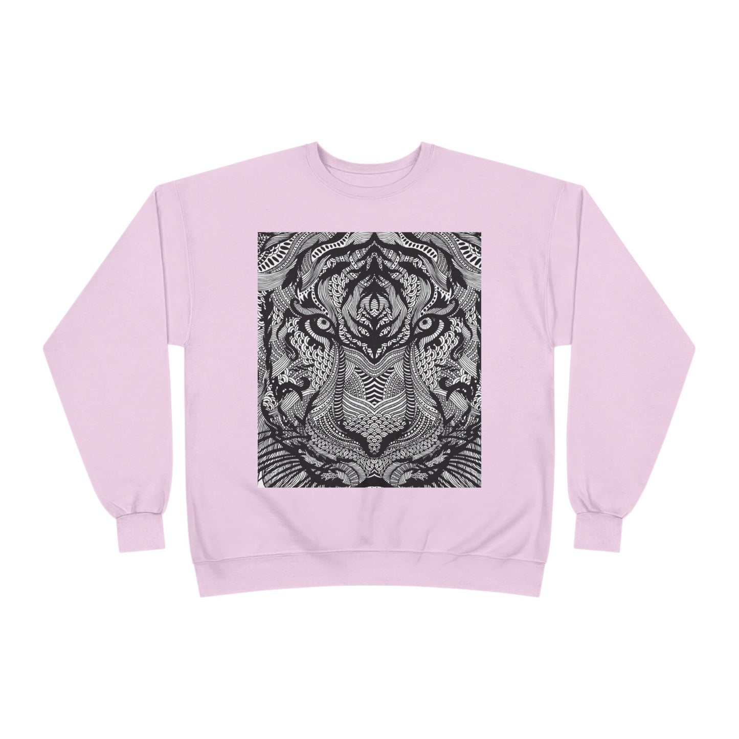 Unisex EcoSmart Tiger Graphic Crewneck Sweatshirt - Bold Black & White Design