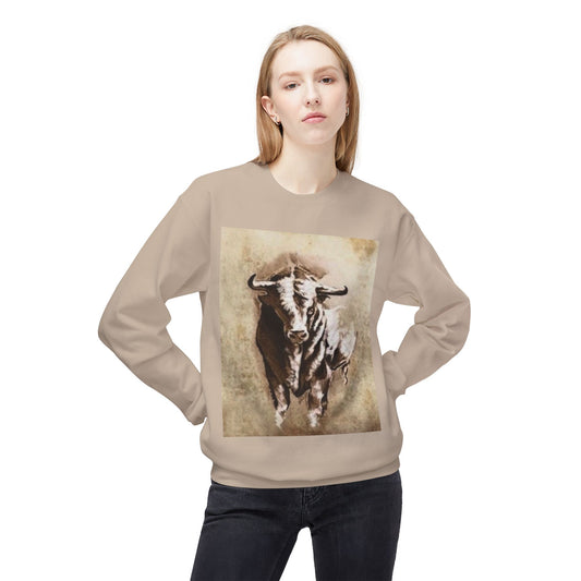Vintage Bull Design Unisex Softstyle Fleece Crewneck Sweatshirt