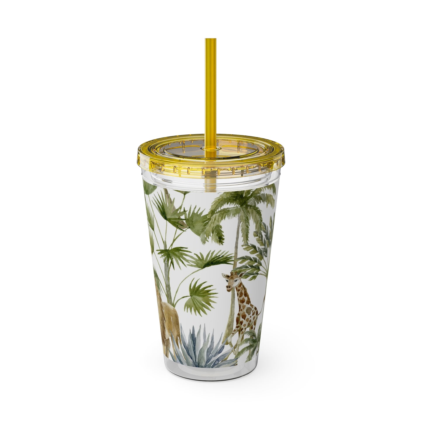 Sunsplash Jungle Tumbler with Straw - 16oz Tropical Wildlife Drinkware