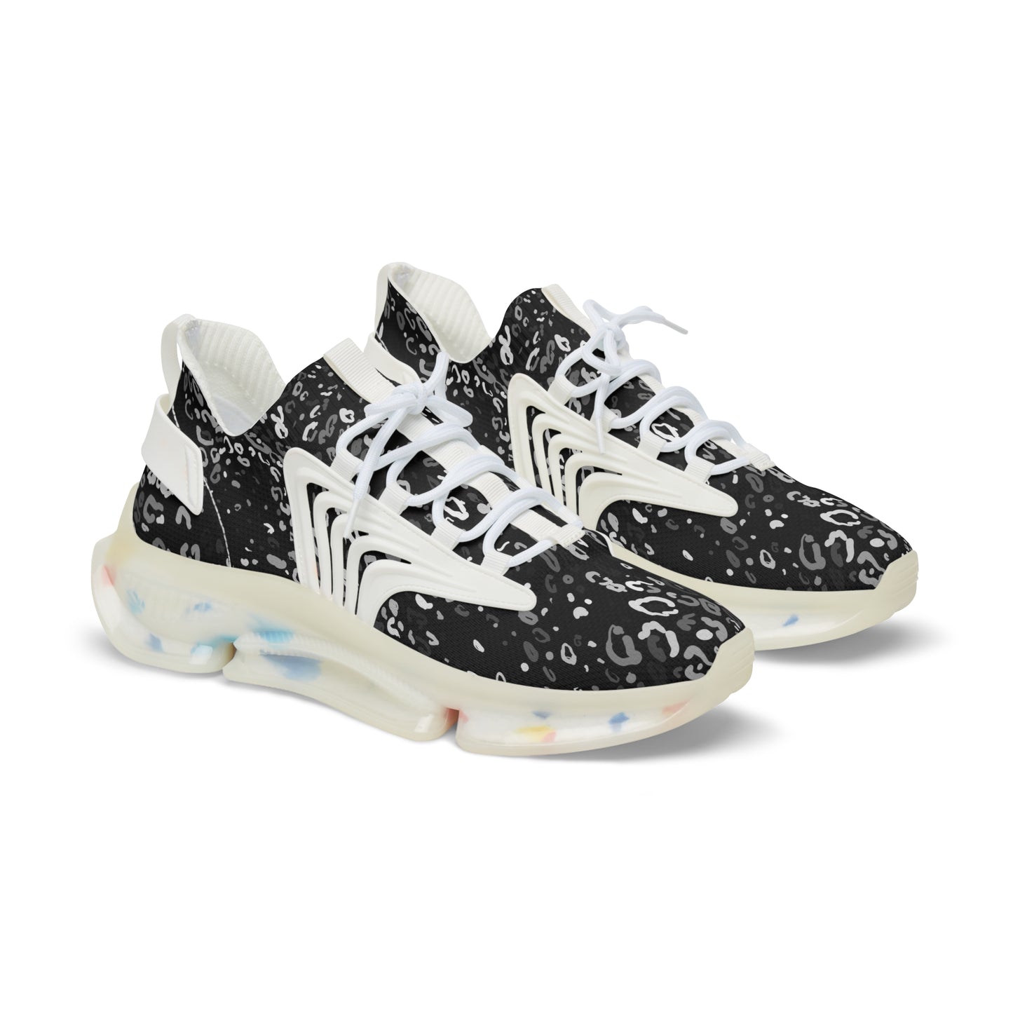Men's Stylish Mesh Sneakers - Trendy Black Leopard Print Athletic Shoes