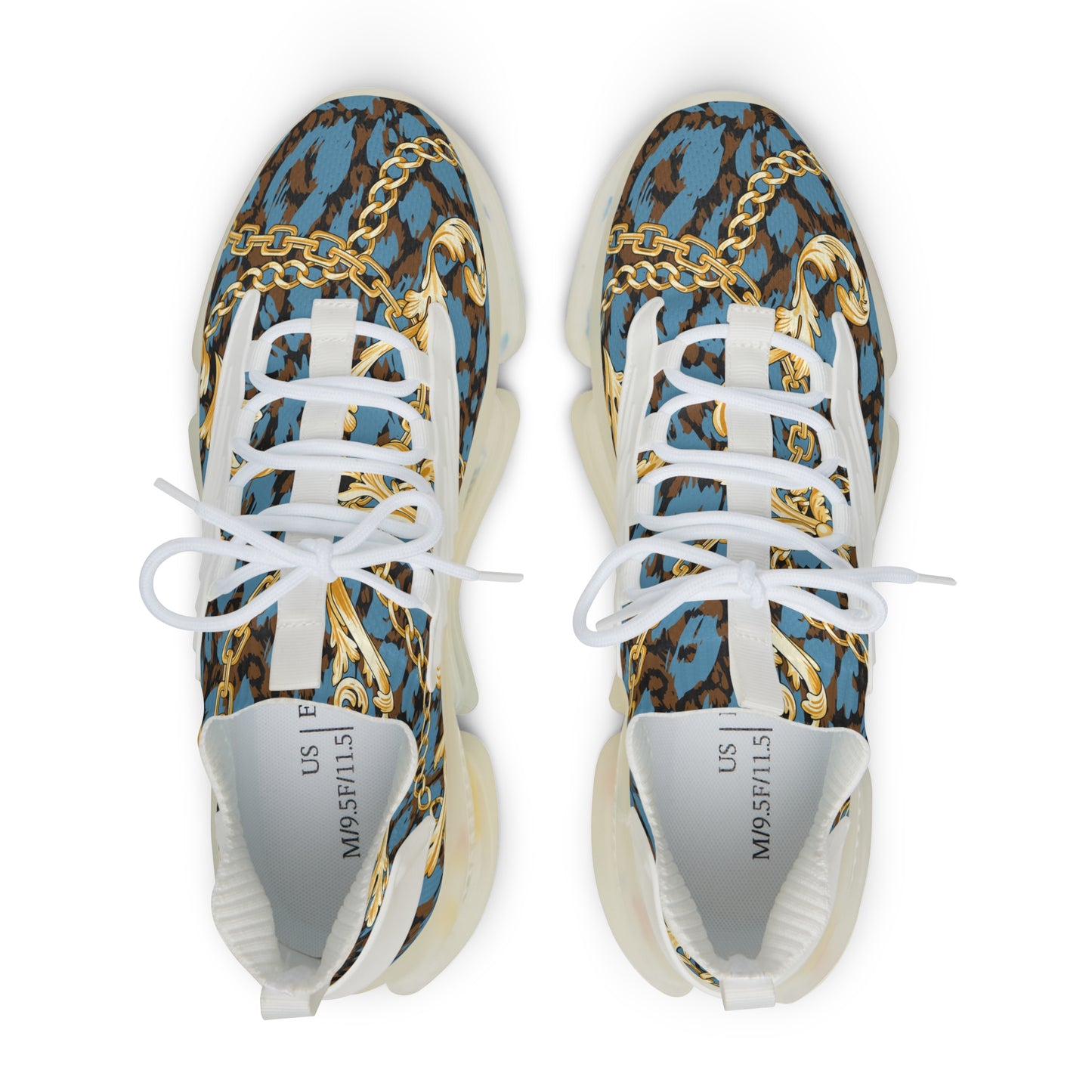 Stylish Men's Mesh Sneakers with Gold Chain Design - Trendy Athletic Footwear