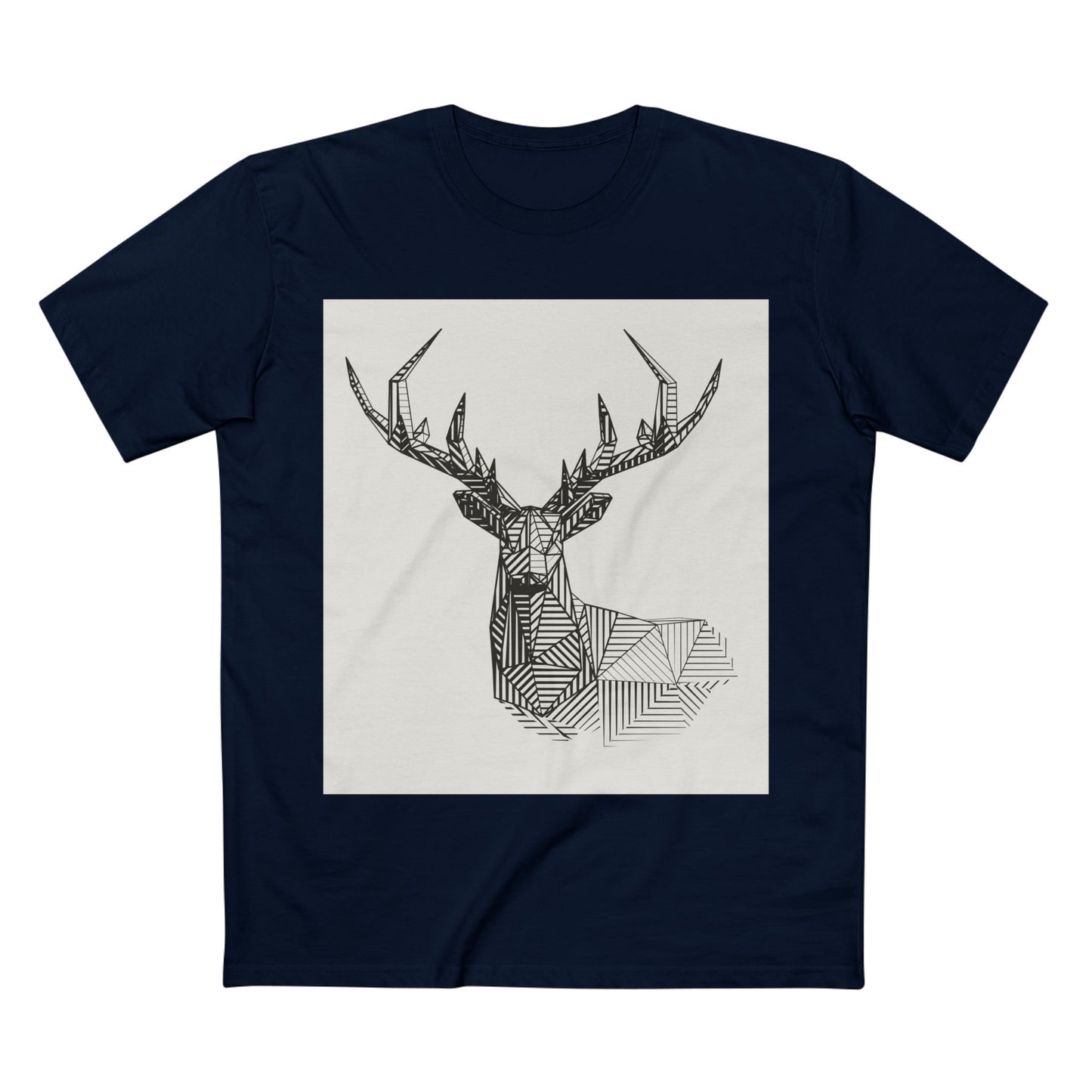 Geometric Deer & Spider Web Adult Staple Tee - Nature-Inspired Graphic T-Shirt for Outdoor Enthusiasts