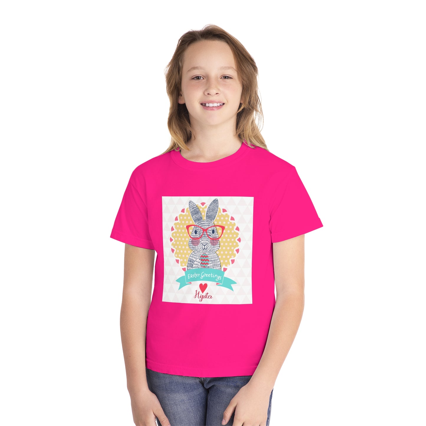 Youth Easter Bunny Tee - 'Easter Greetings' Design