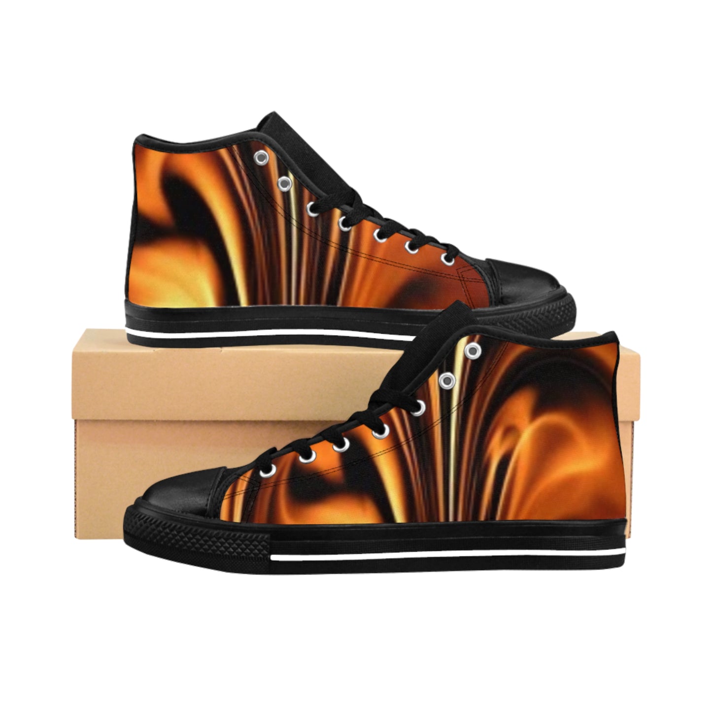 Men's Classic Sneakers - Stylish Black and Gold Design