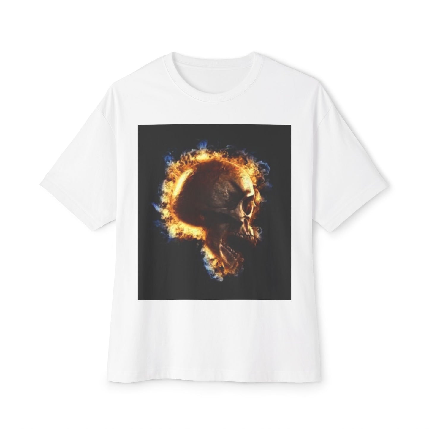 Burning Skull Oversized Boxy Tee - Unisex Graphic Tee for Bold Fashion Enthusiasts