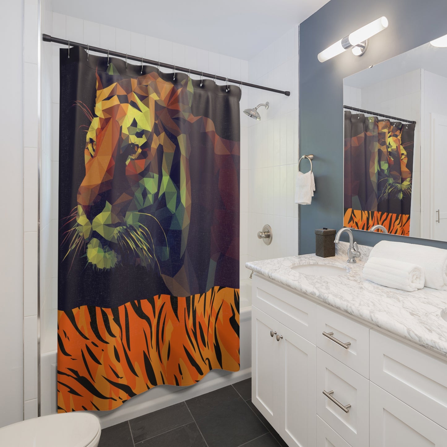 Tropical Tiger Shower Curtain - Vibrant Bathroom Decor with Jungle Vibe