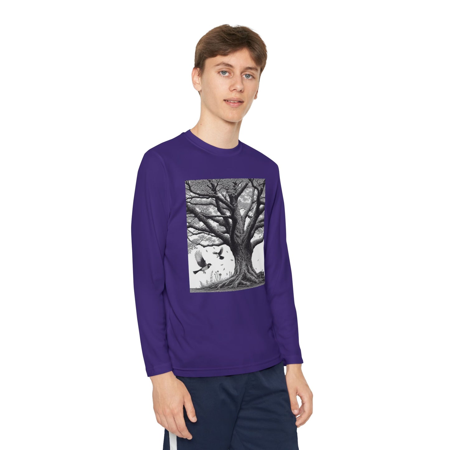 Youth Long Sleeve Tree Graphic Tee - Nature Inspired Design