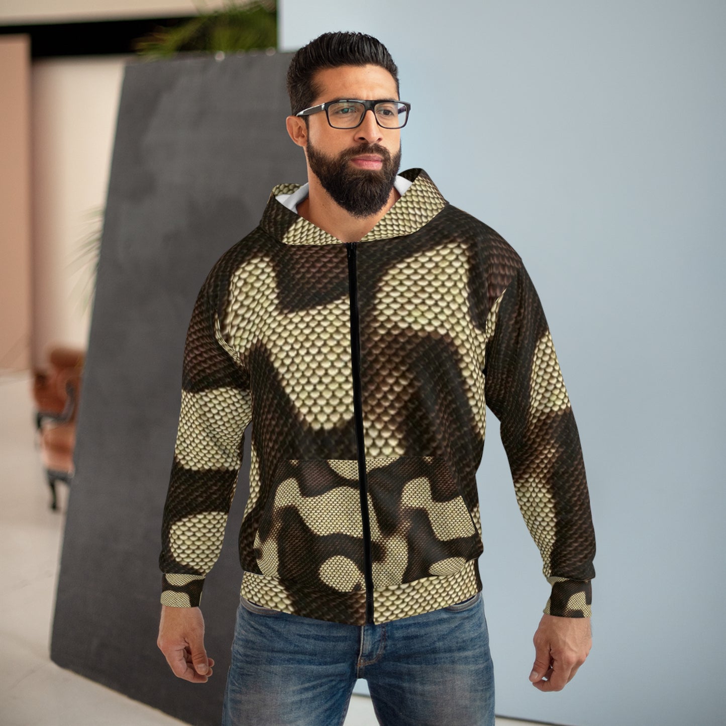 Camo Print Unisex Zip Hoodie - Stylish and Comfortable Outerwear