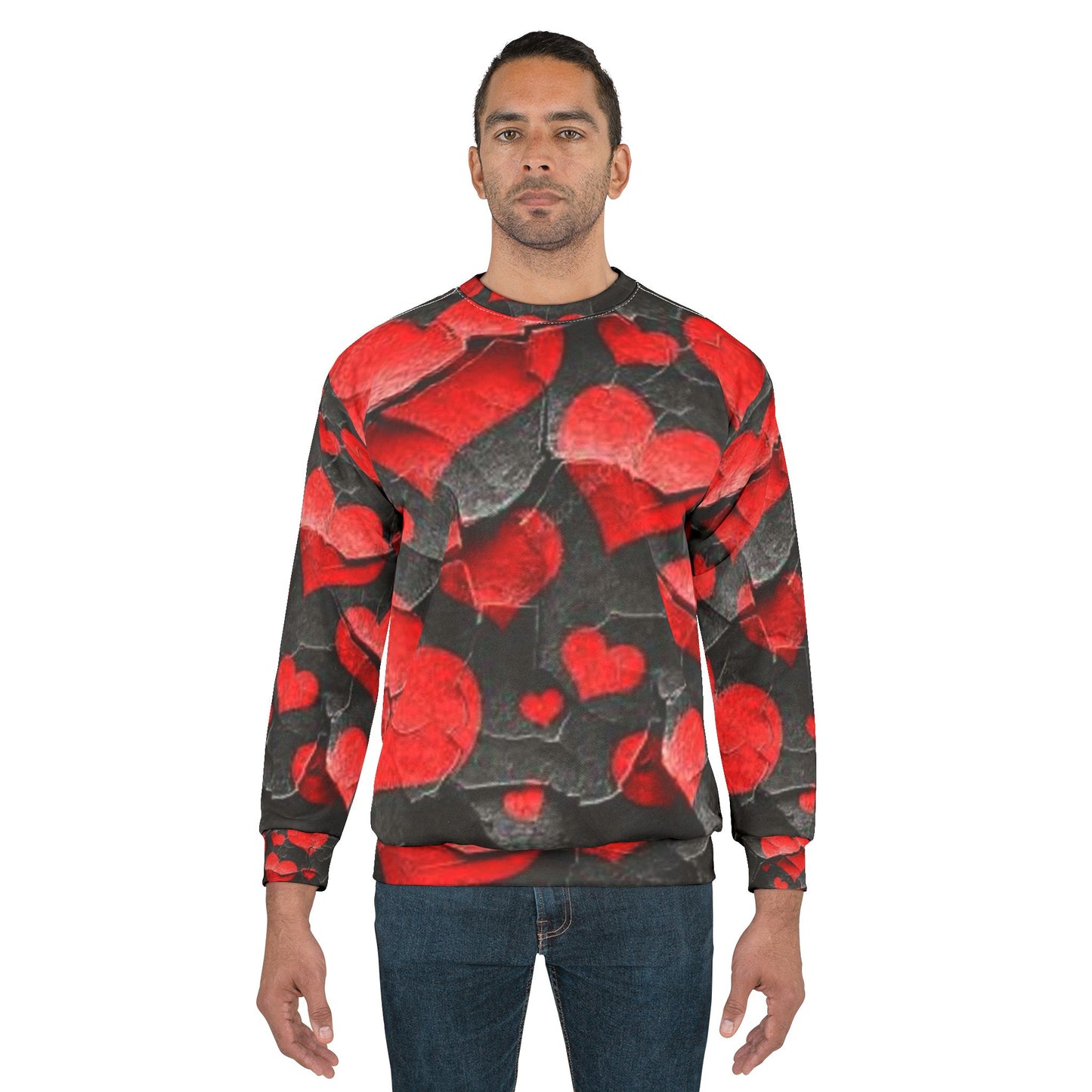 Romantic Heart Print Unisex Sweatshirt - Perfect for Valentine's Day