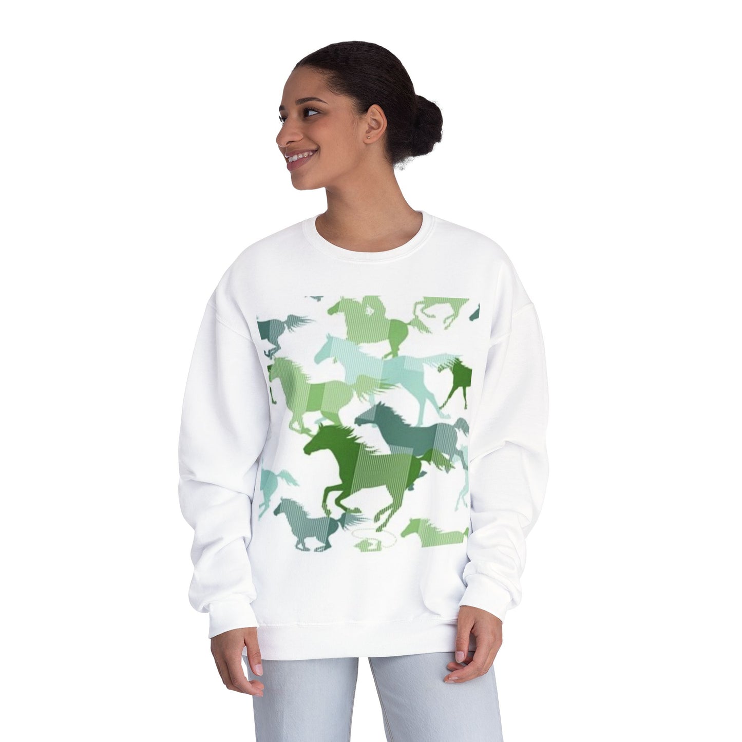 Equestrian Spirit Unisex Crewneck Sweatshirt - Green Horse Design
