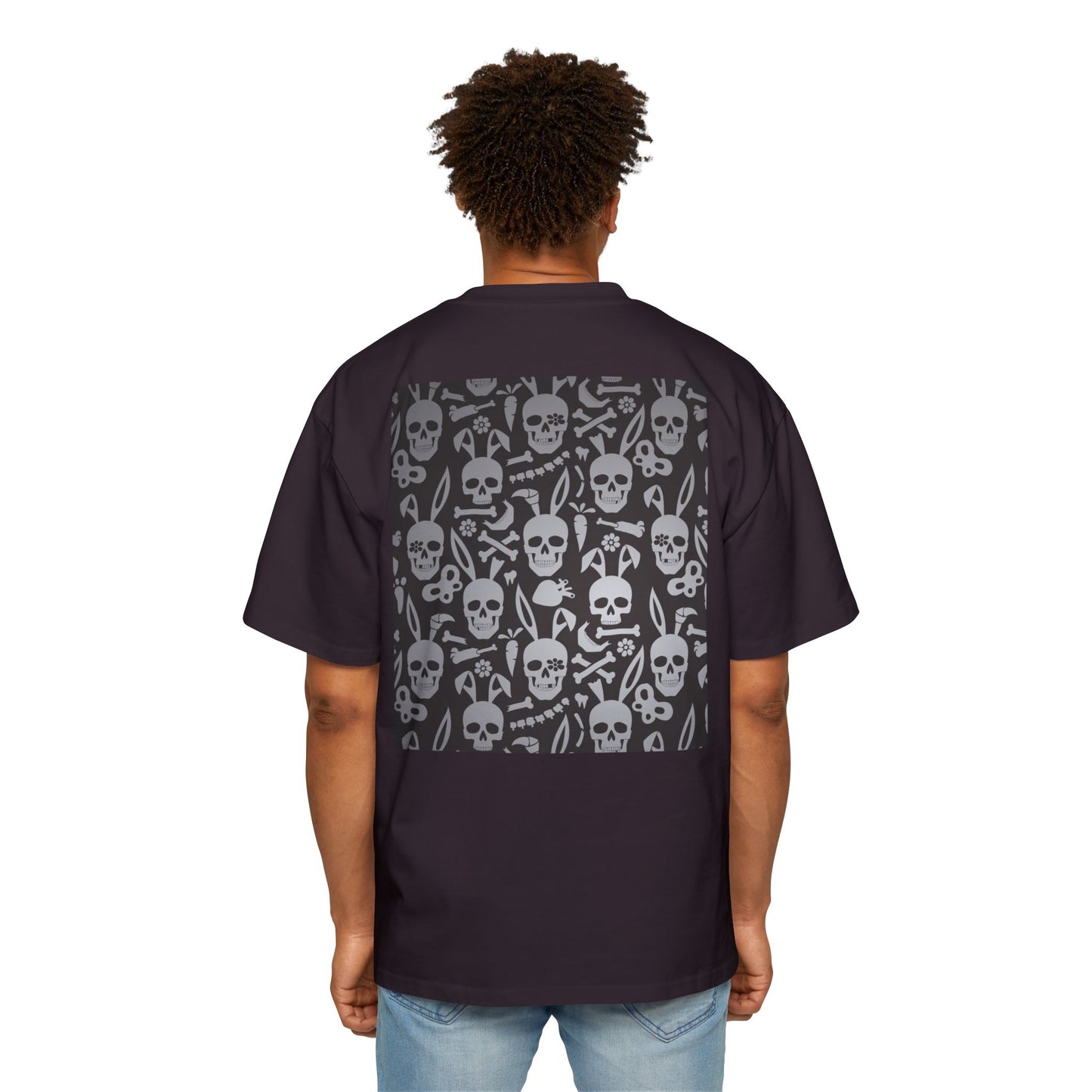 Men's Heavy Oversized Tee - Bold Eagle and Skull Print