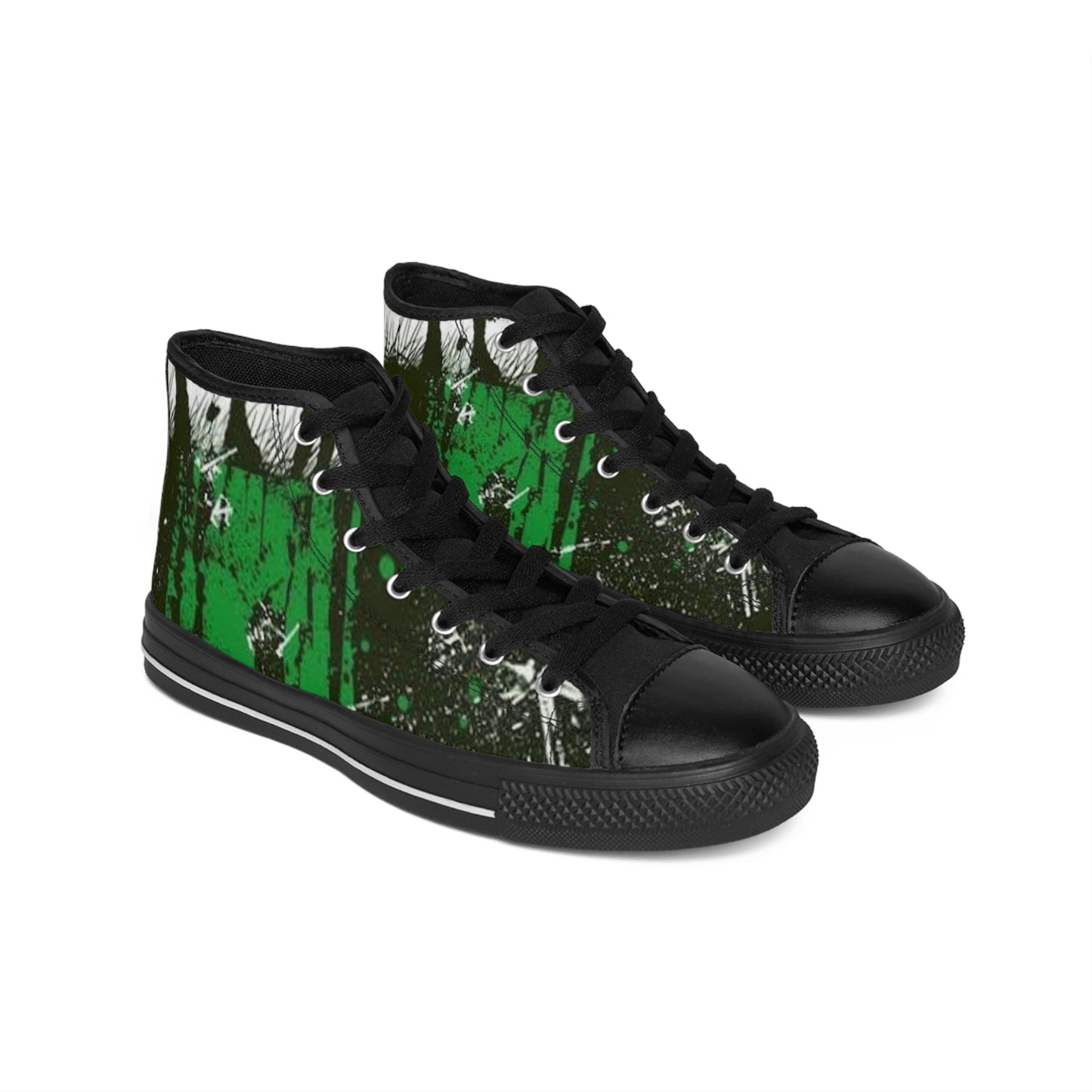 Men's Classic Sneakers - Green Abstract Art High Tops