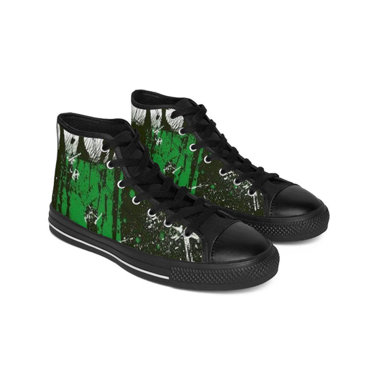 Men's Classic Sneakers - Green Abstract Art High Tops
