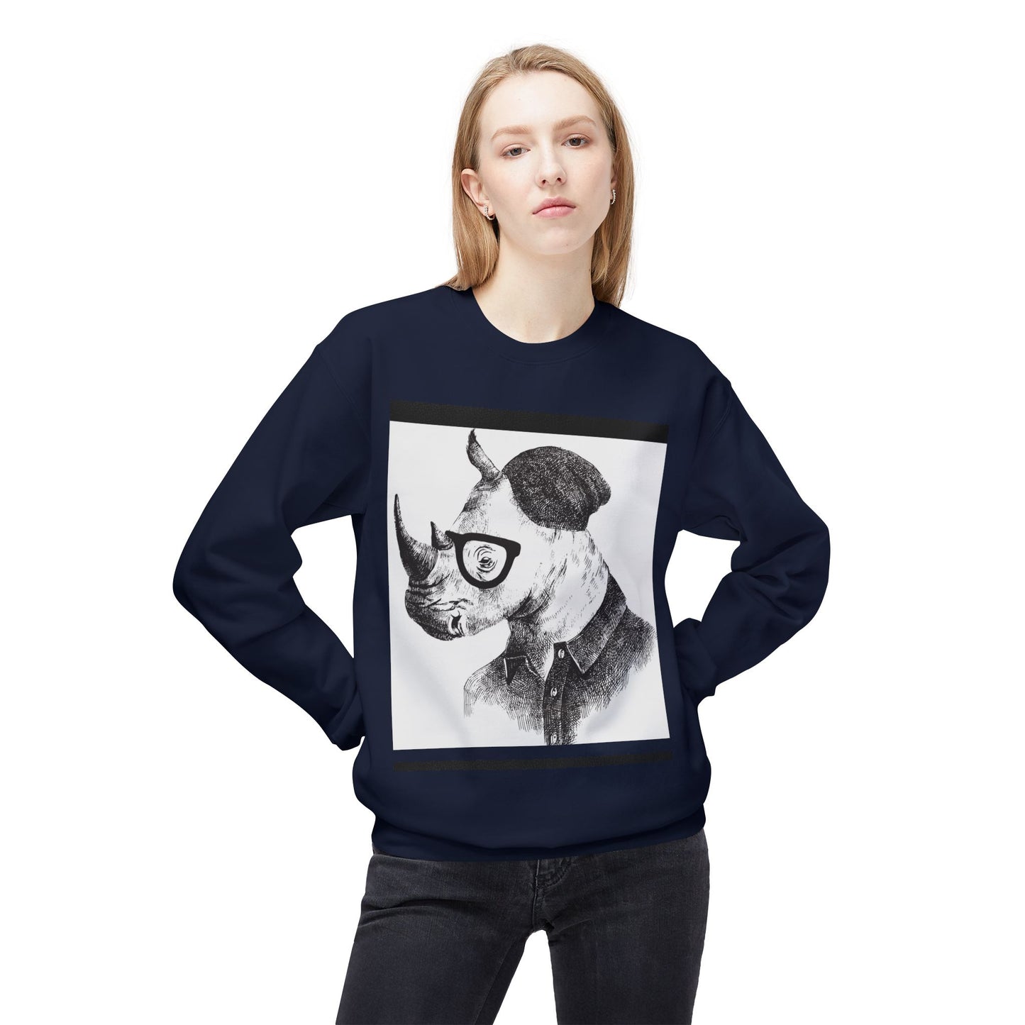 Cool Rhino and Sneakers Fleece Sweatshirt for Trendsetters