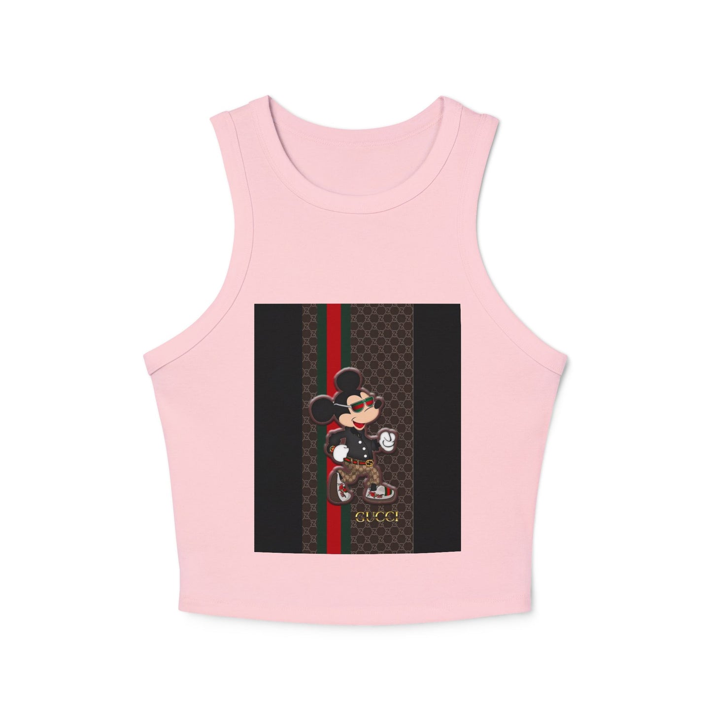 Trendy Women’s Micro Rib Racer Tank Top with Stylish Mickey Design