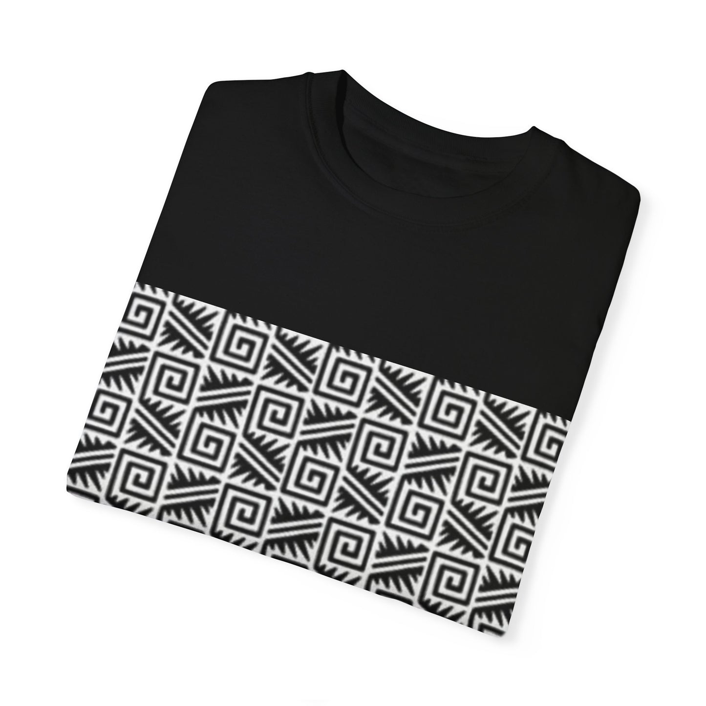 Trendy Unisex Garment-Dyed T-Shirt with Modern Geometric Print