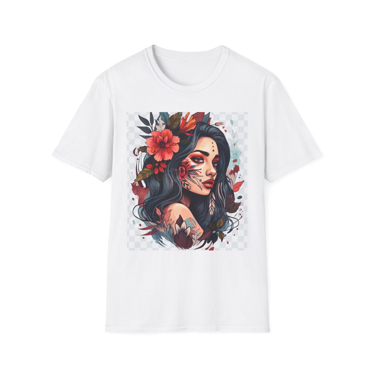 Bold Floral Art Unisex Softstyle T-Shirt