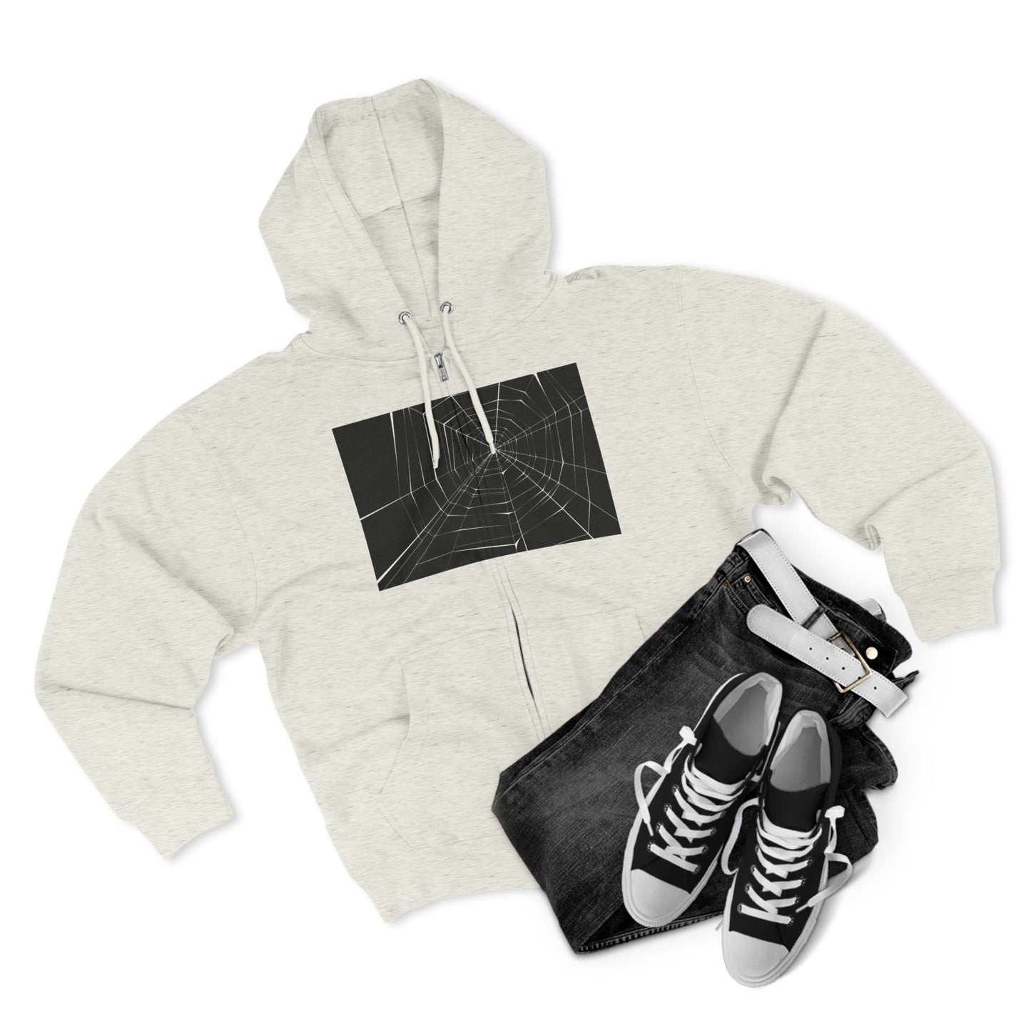 Sleek Spiderweb Unisex Zip Hoodie – Perfect for Halloween or Casual Wear