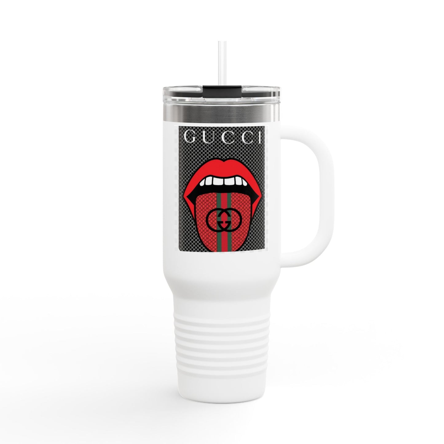 Gucci Style Insulated Travel Mug - 40oz with Iconic Lip Design