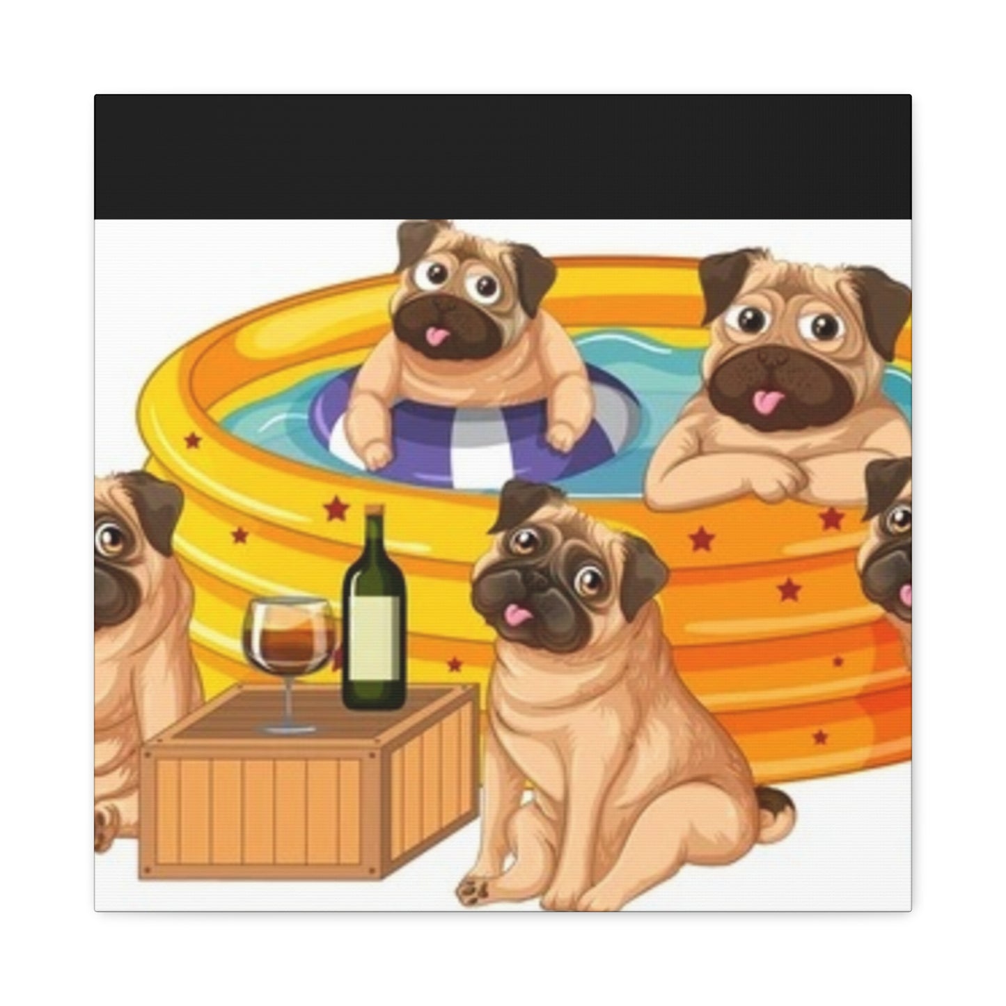 Pug Pool Party Canvas Art - Fun Pet Decor
