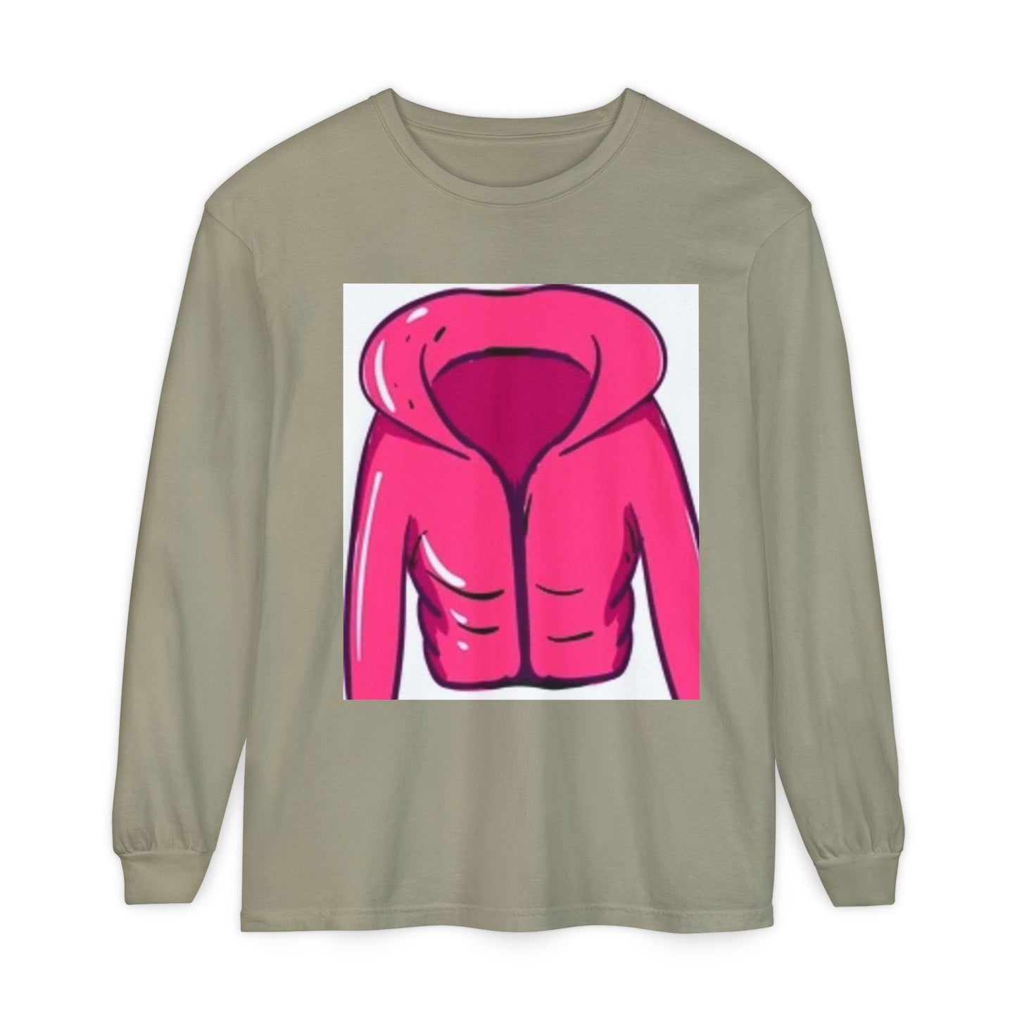 Unisex Garment-Dyed Long Sleeve T-Shirt - Cute Hoodie Print for Casual Wear