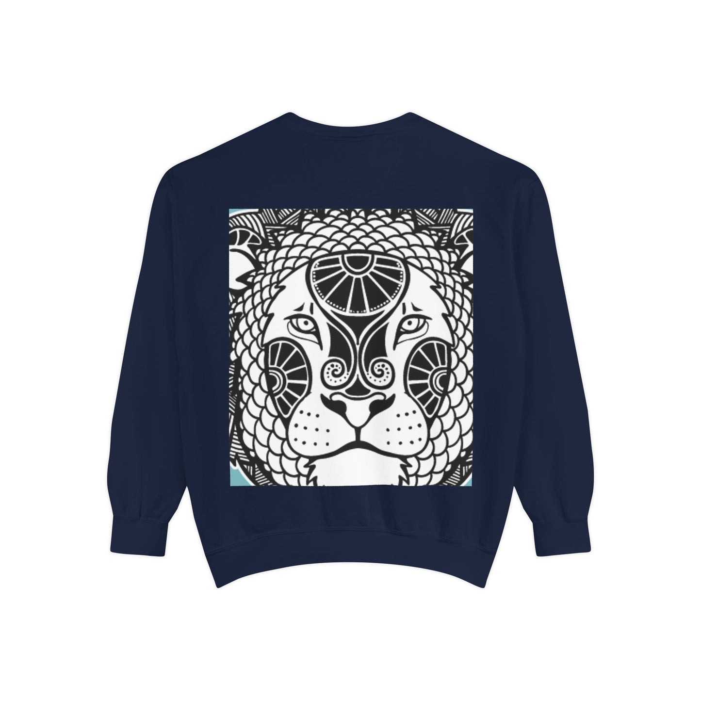 Bohemian Lion Unisex Garment-Dyed Sweatshirt - Cozy & Stylish Animal Graphic Tee for Nature Lovers