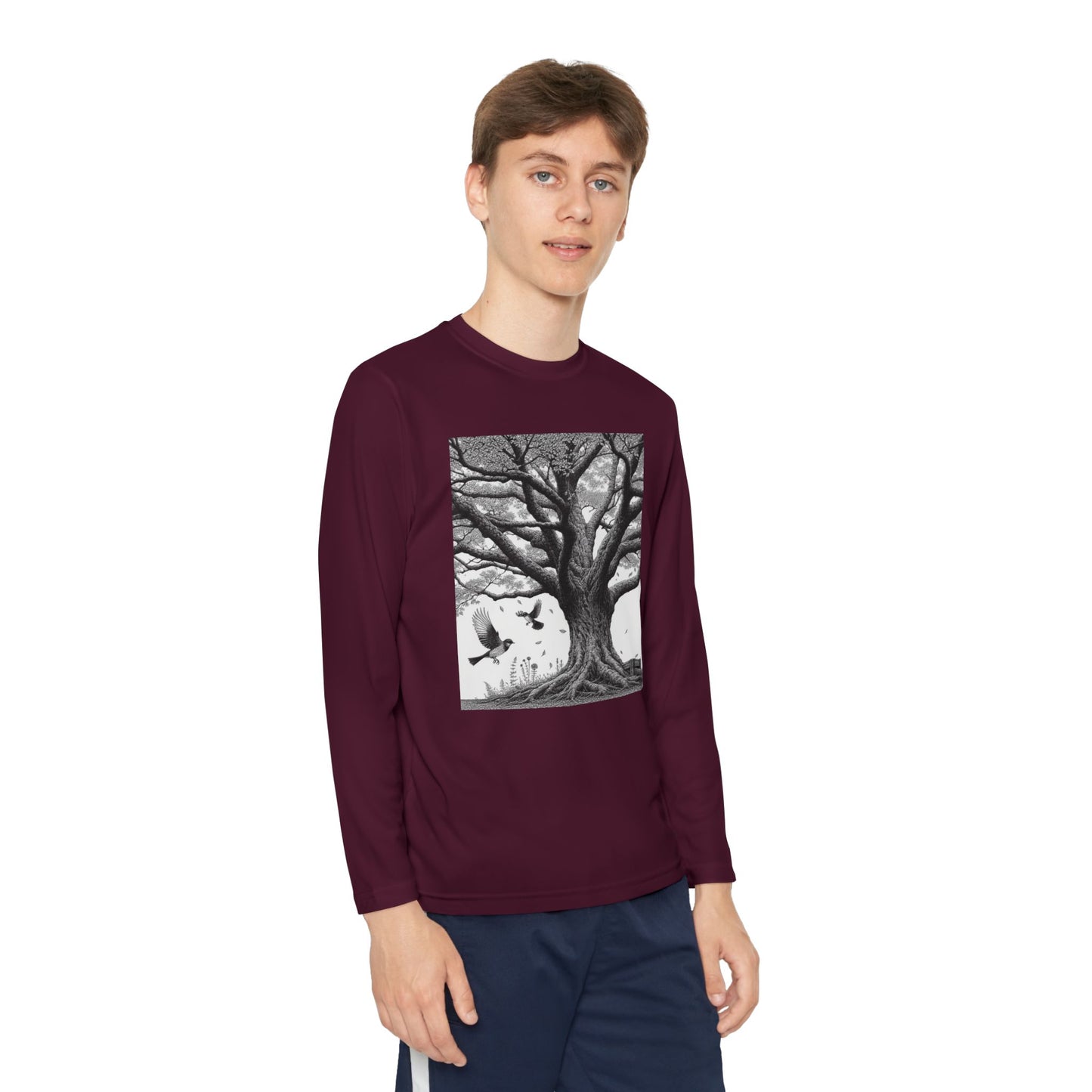 Youth Long Sleeve Tree Graphic Tee - Nature Inspired Design