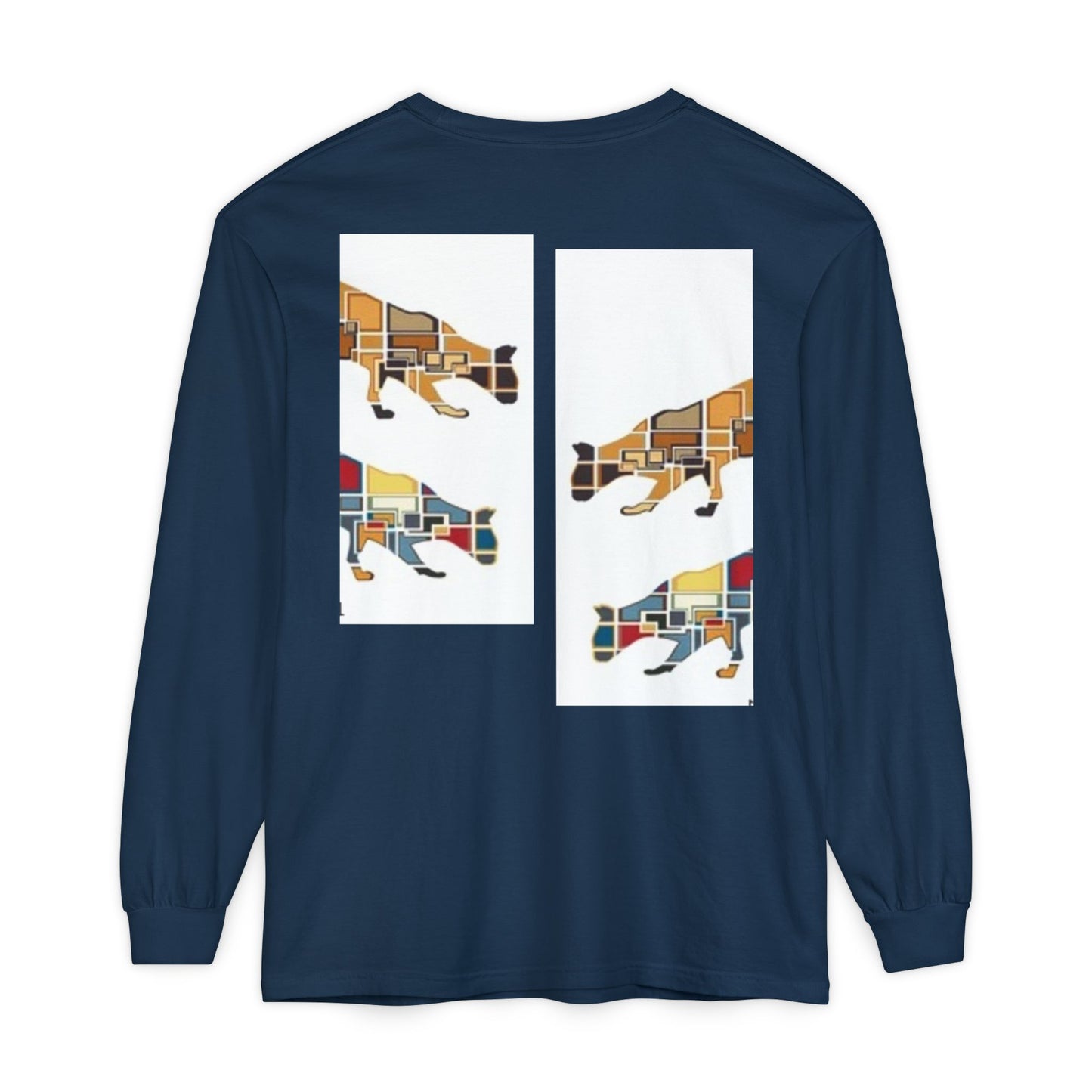 Artful Cat Silhouette Long Sleeve T-Shirt - Perfect for Animal Lovers