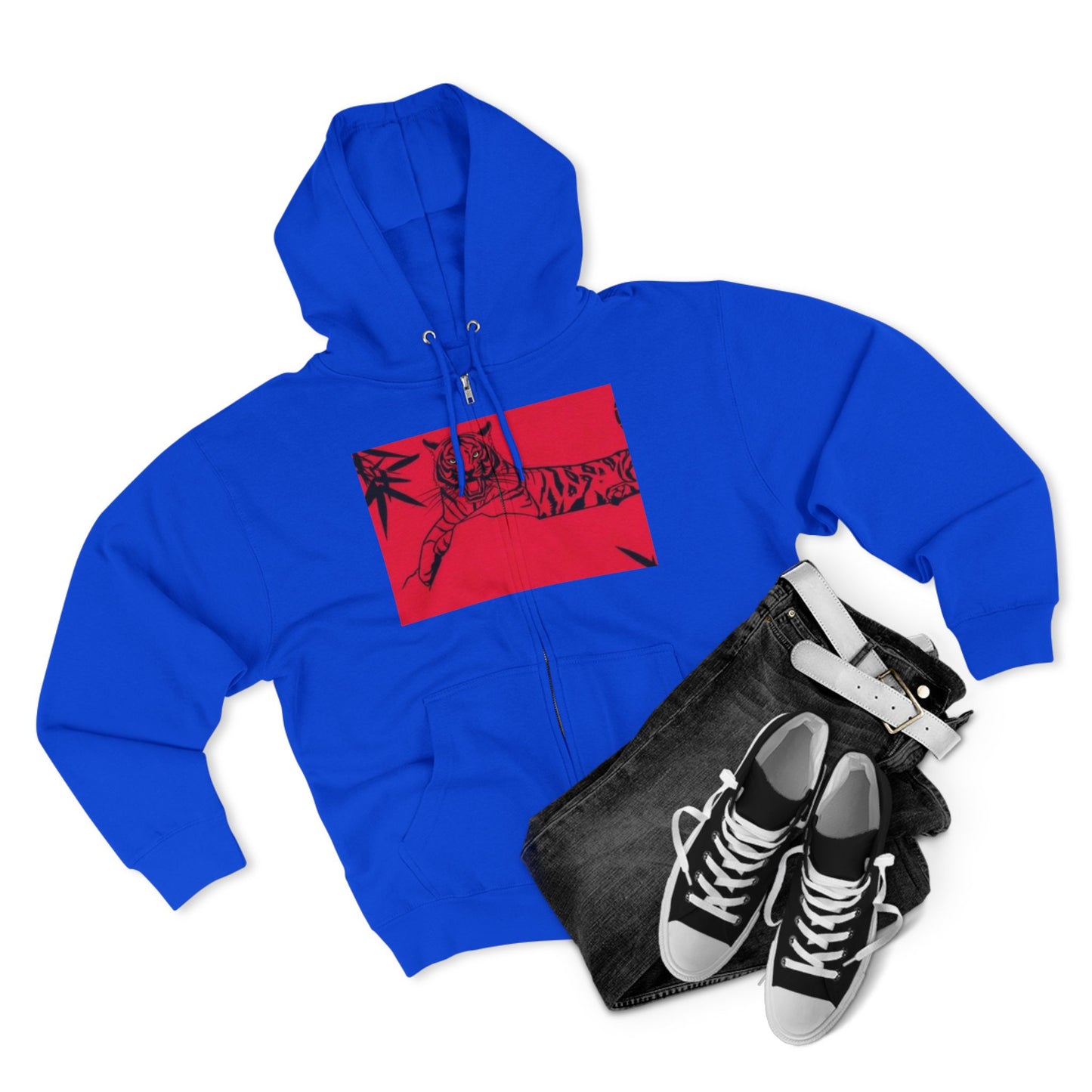 Cool Tiger Graphic Unisex Zip Hoodie - Trendy Streetwear for Animal Lovers