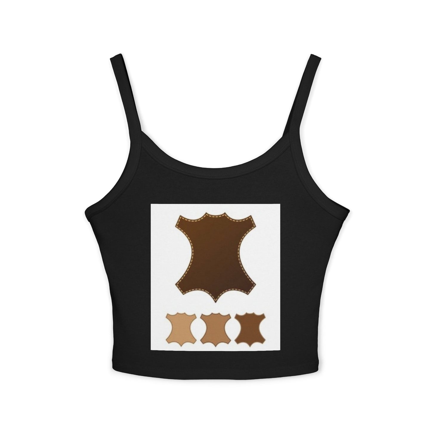 Stylish Women's Spaghetti Strap Tank Top with Leather Design