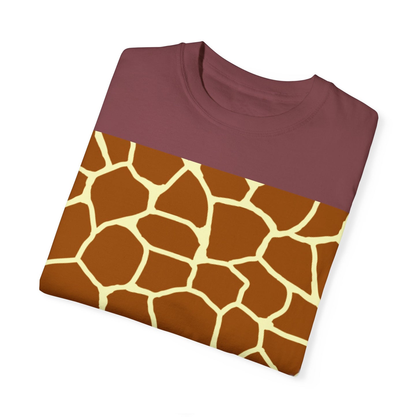 Unisex Giraffe Print Garment-Dyed T-Shirt - Animal Lover Tee