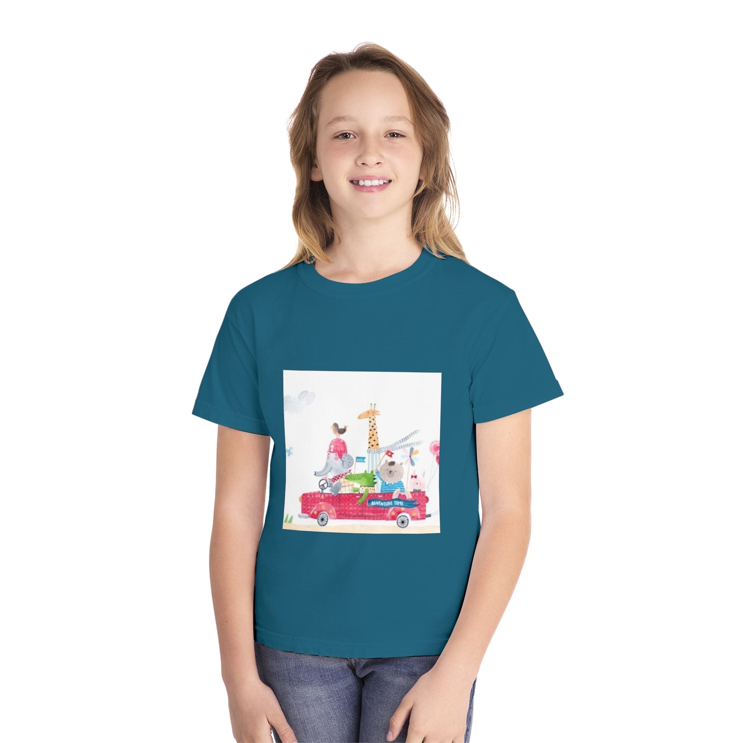 Fun Animal Adventure Youth Midweight Tee - Colorful Kids Tee for Playtime